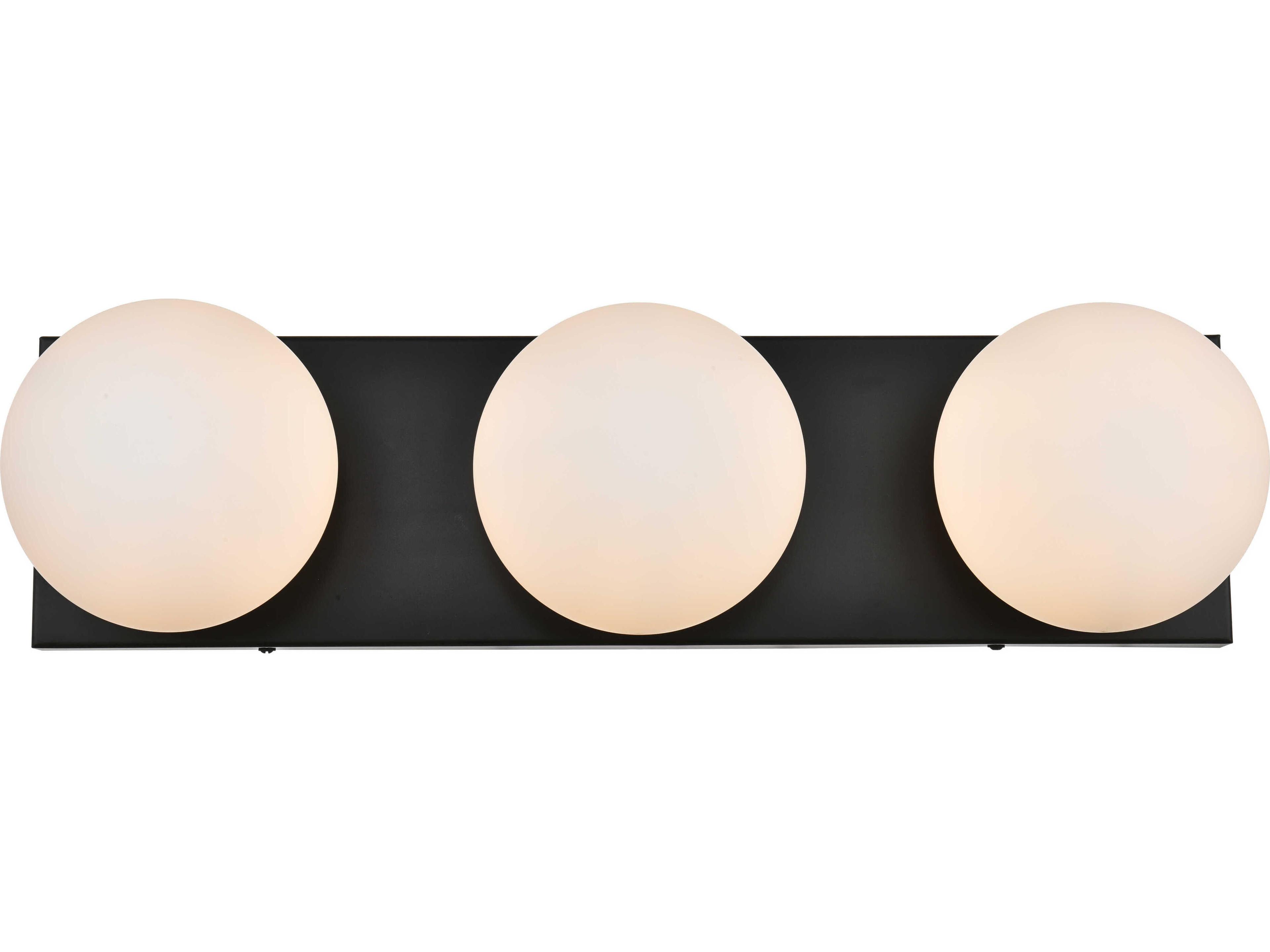 Elegant Lighting Jaylin 3-Light Black Glass Vanity Light