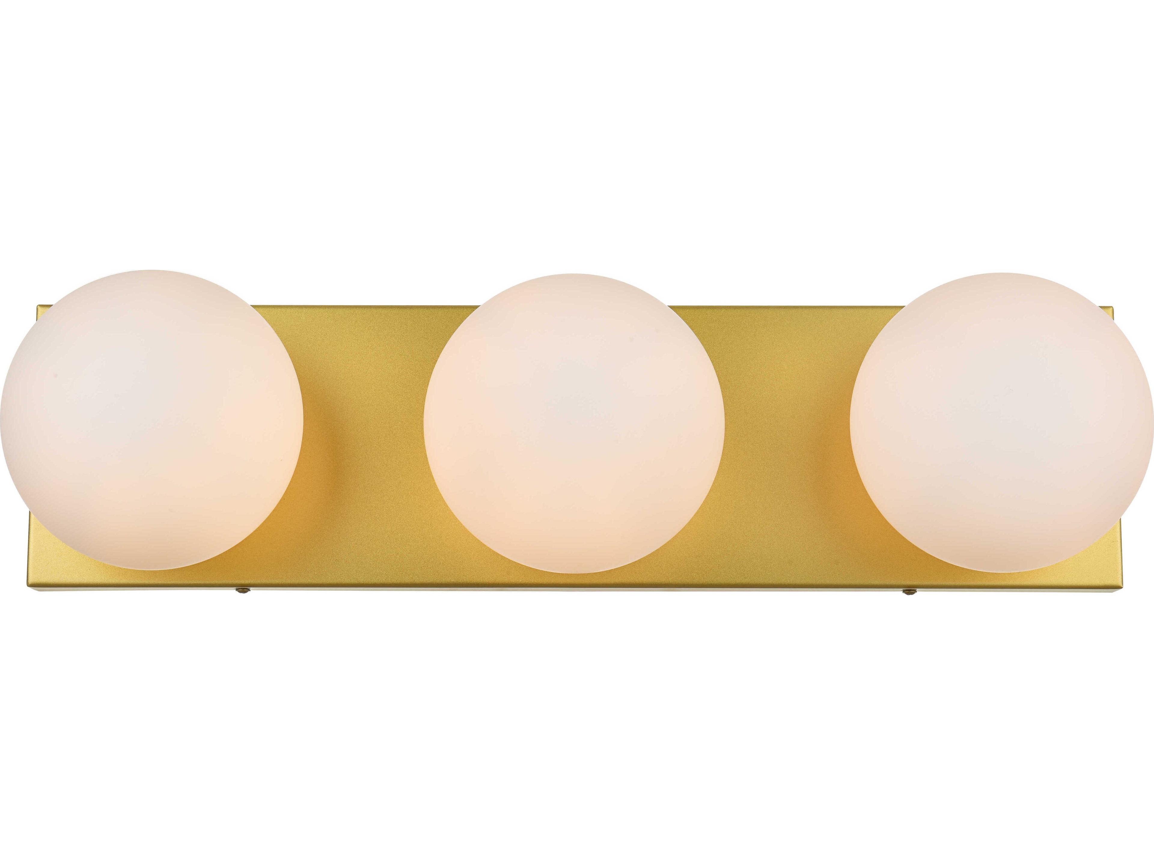 Elegant Lighting Jaylin 3-Light Brass Glass Vanity Light