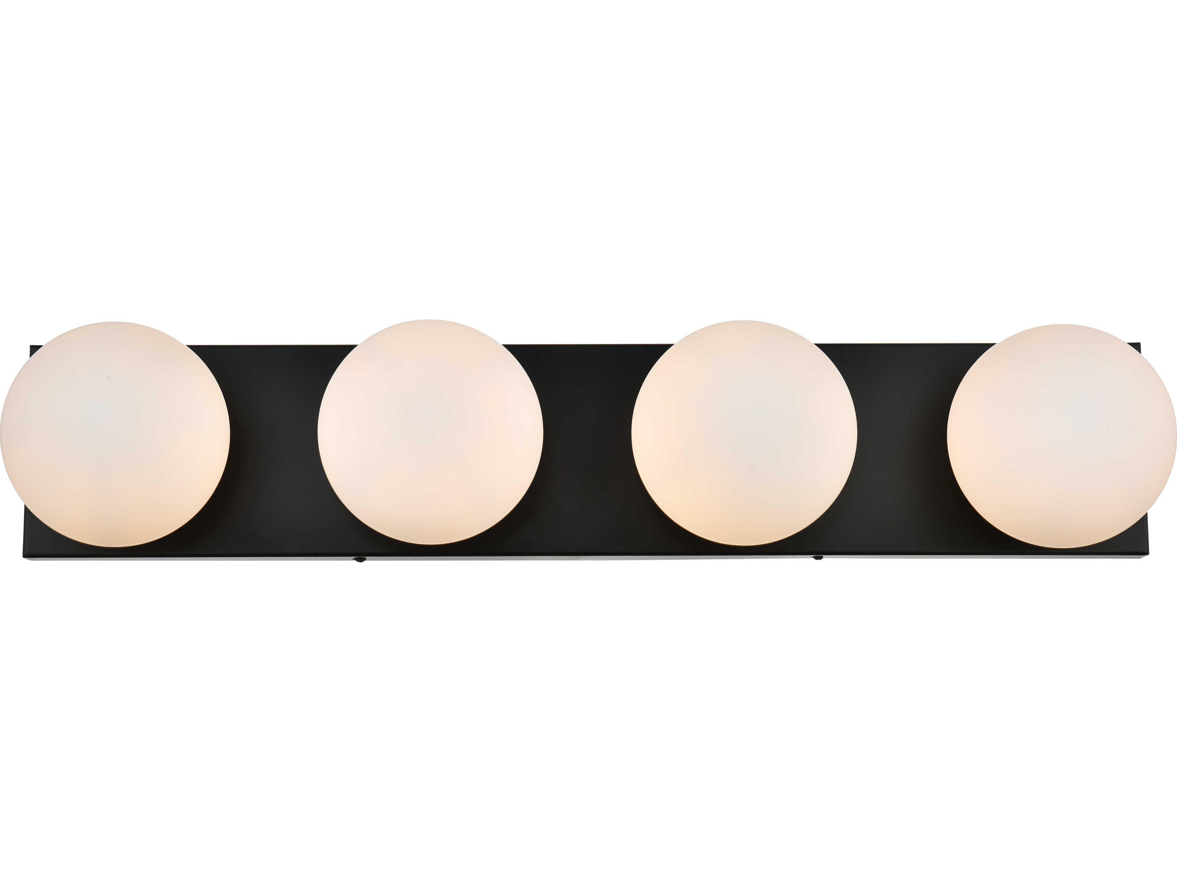 Elegant Lighting Jaylin 4-Light Black Glass Vanity Light