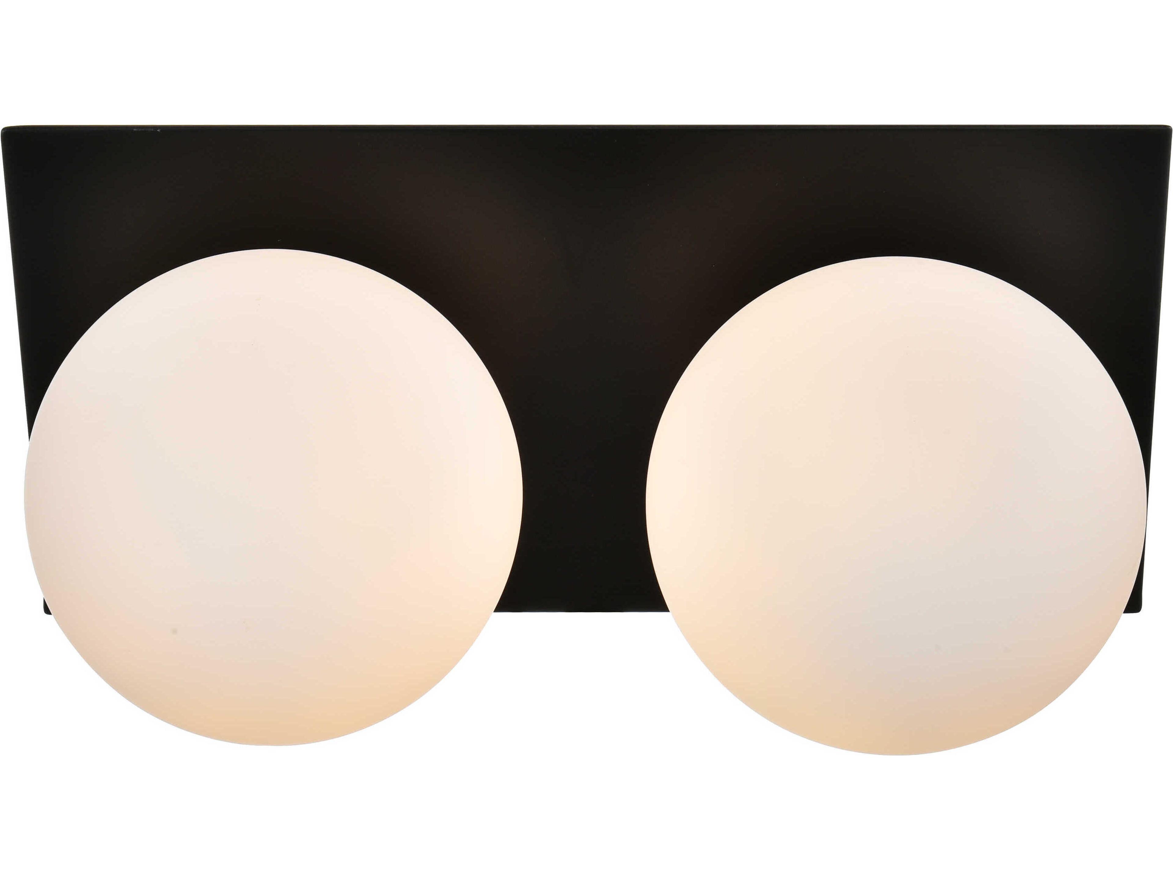 Elegant Lighting Jillian 2-Light Black Glass Vanity Light