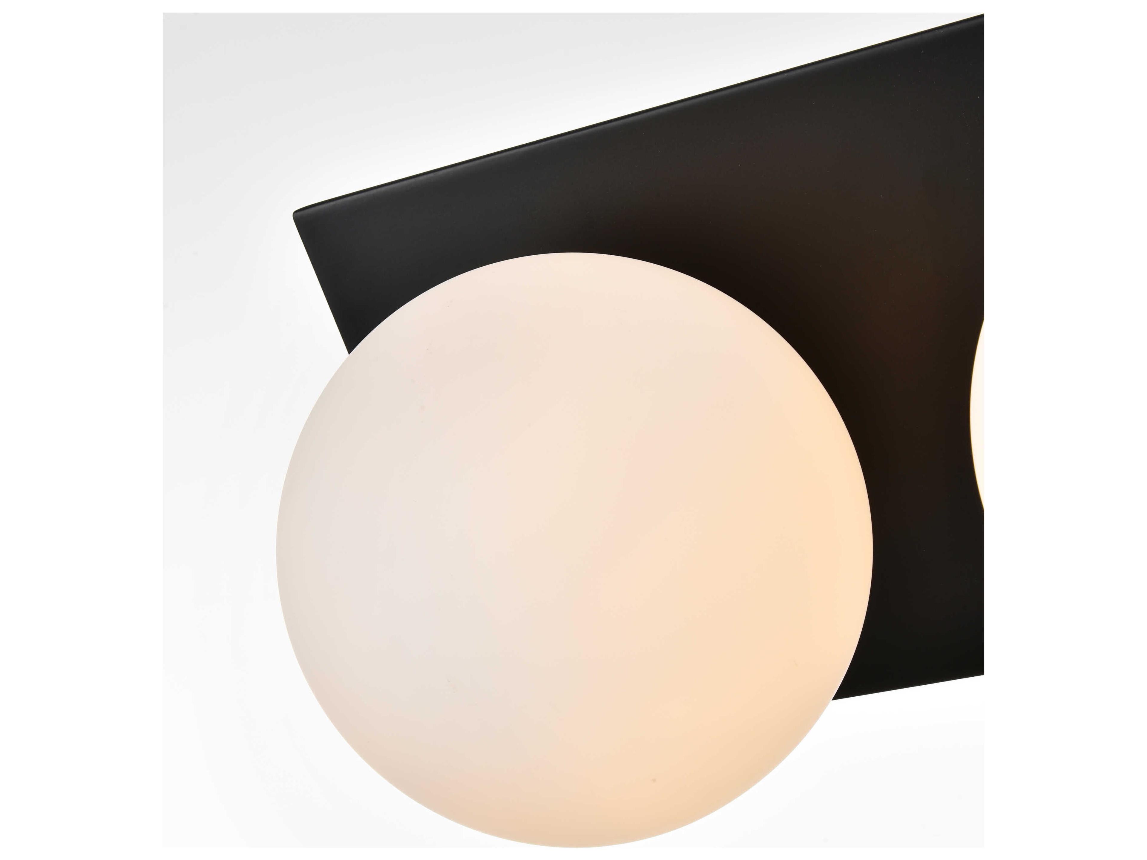 Elegant Lighting Jillian 2-Light Black Glass Vanity Light