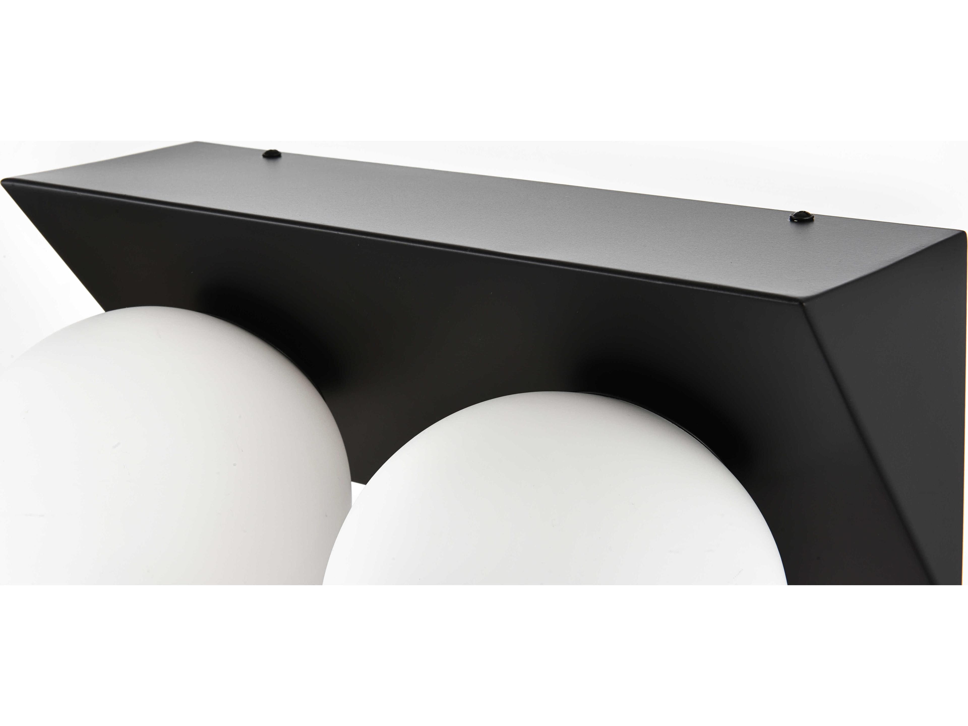 Elegant Lighting Jillian 2-Light Black Glass Vanity Light