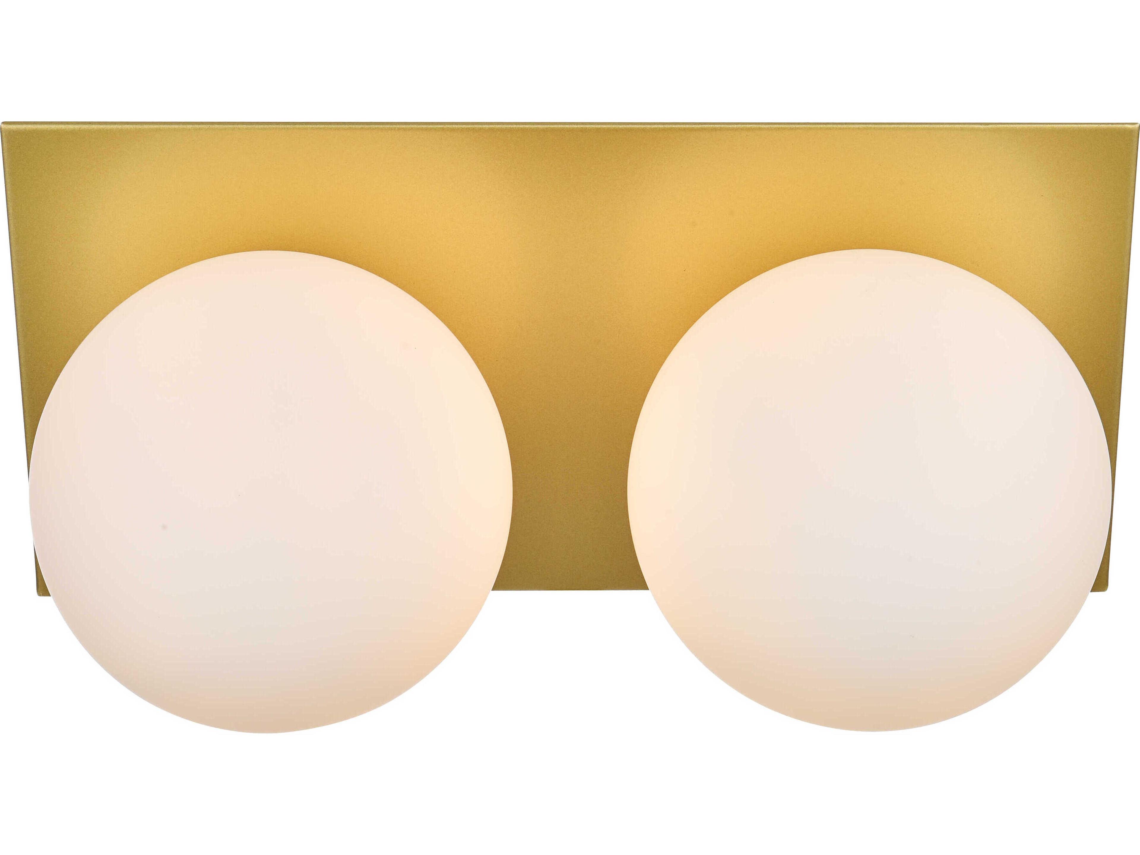 Elegant Lighting Jillian 2-Light Brass Glass Vanity Light