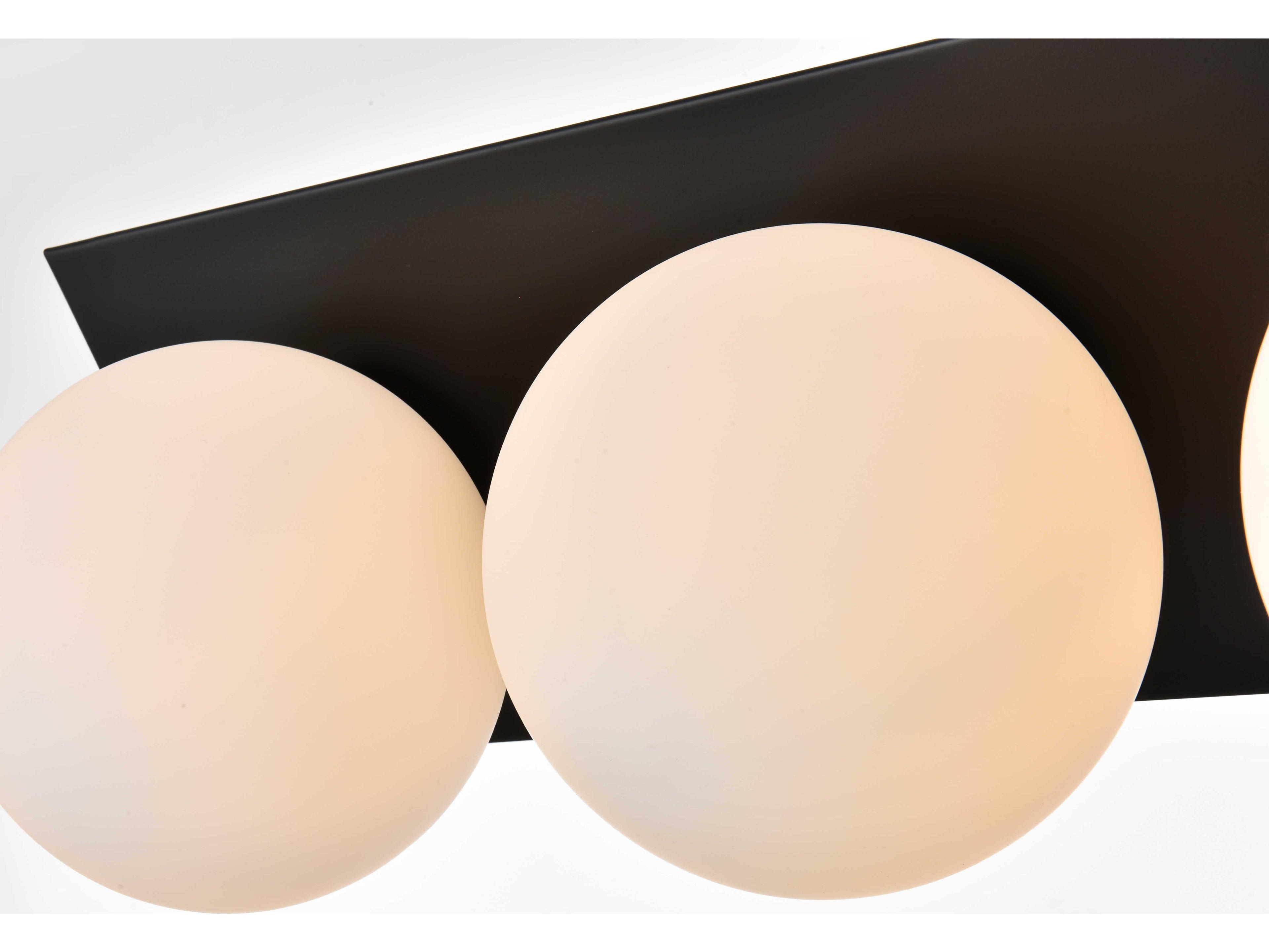 Elegant Lighting Jillian 4-Light Black Glass Vanity Light