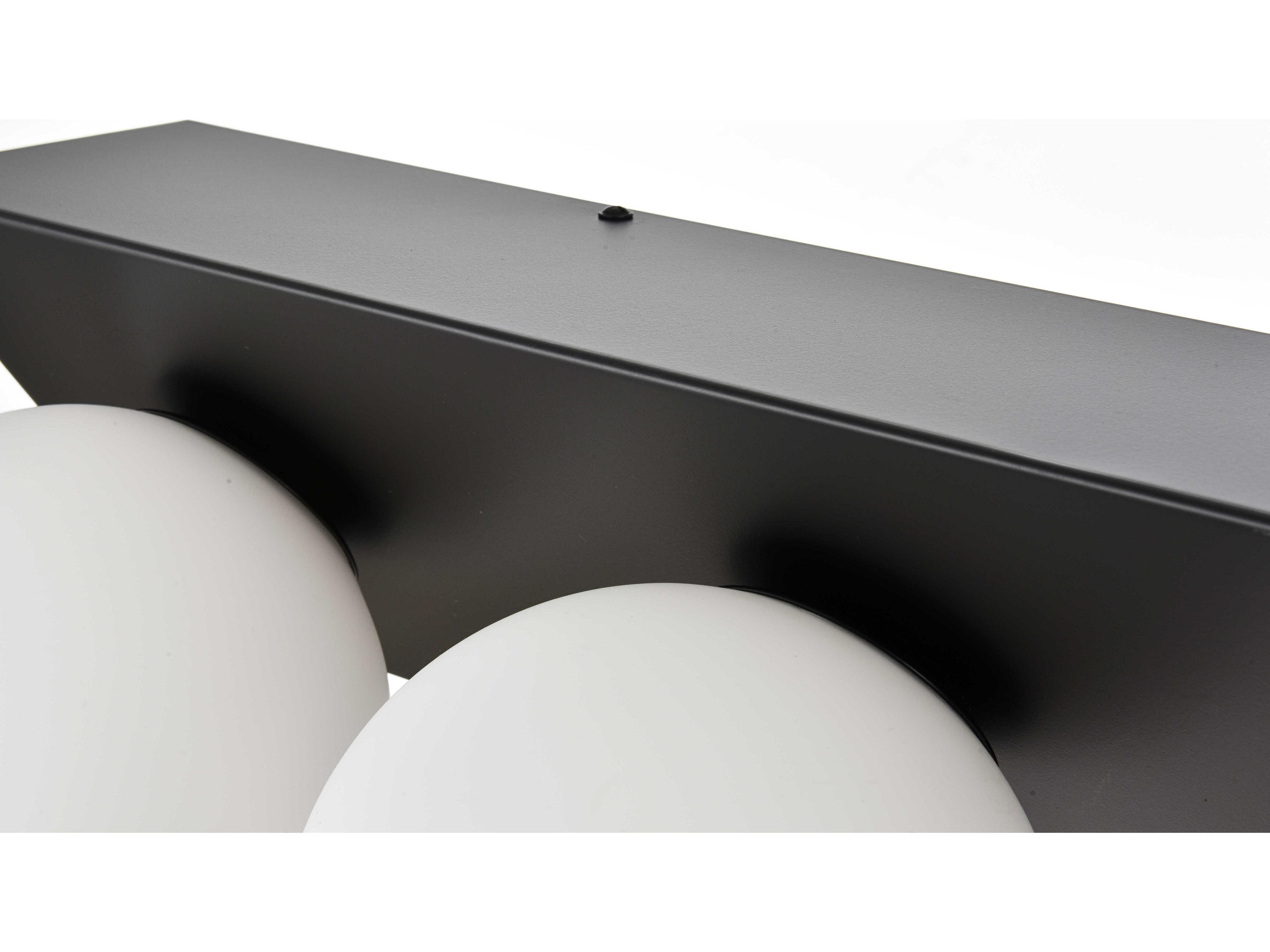 Elegant Lighting Jillian 4-Light Black Glass Vanity Light