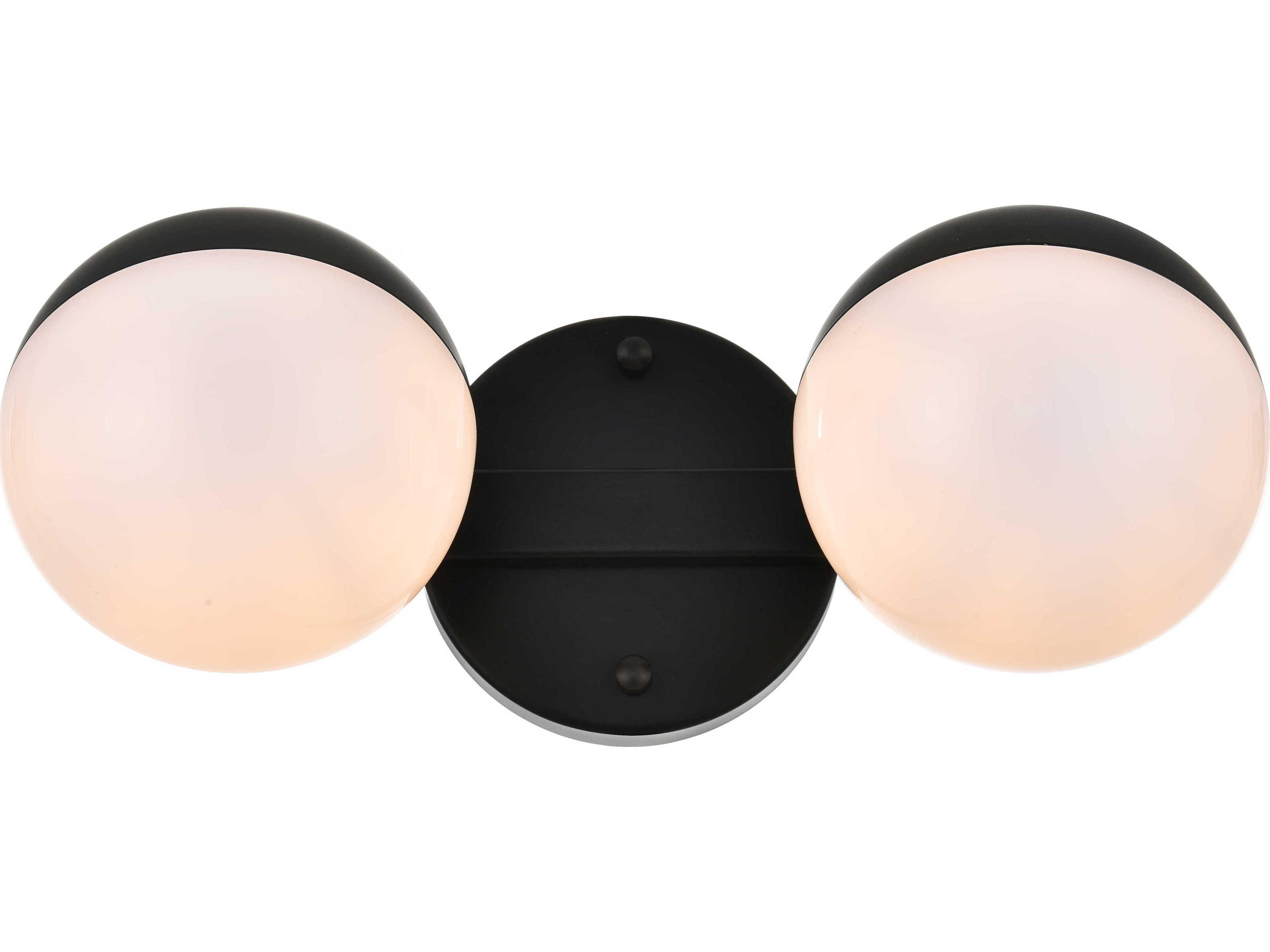 Elegant Lighting Majesty 2-Light Black Glass Vanity Light