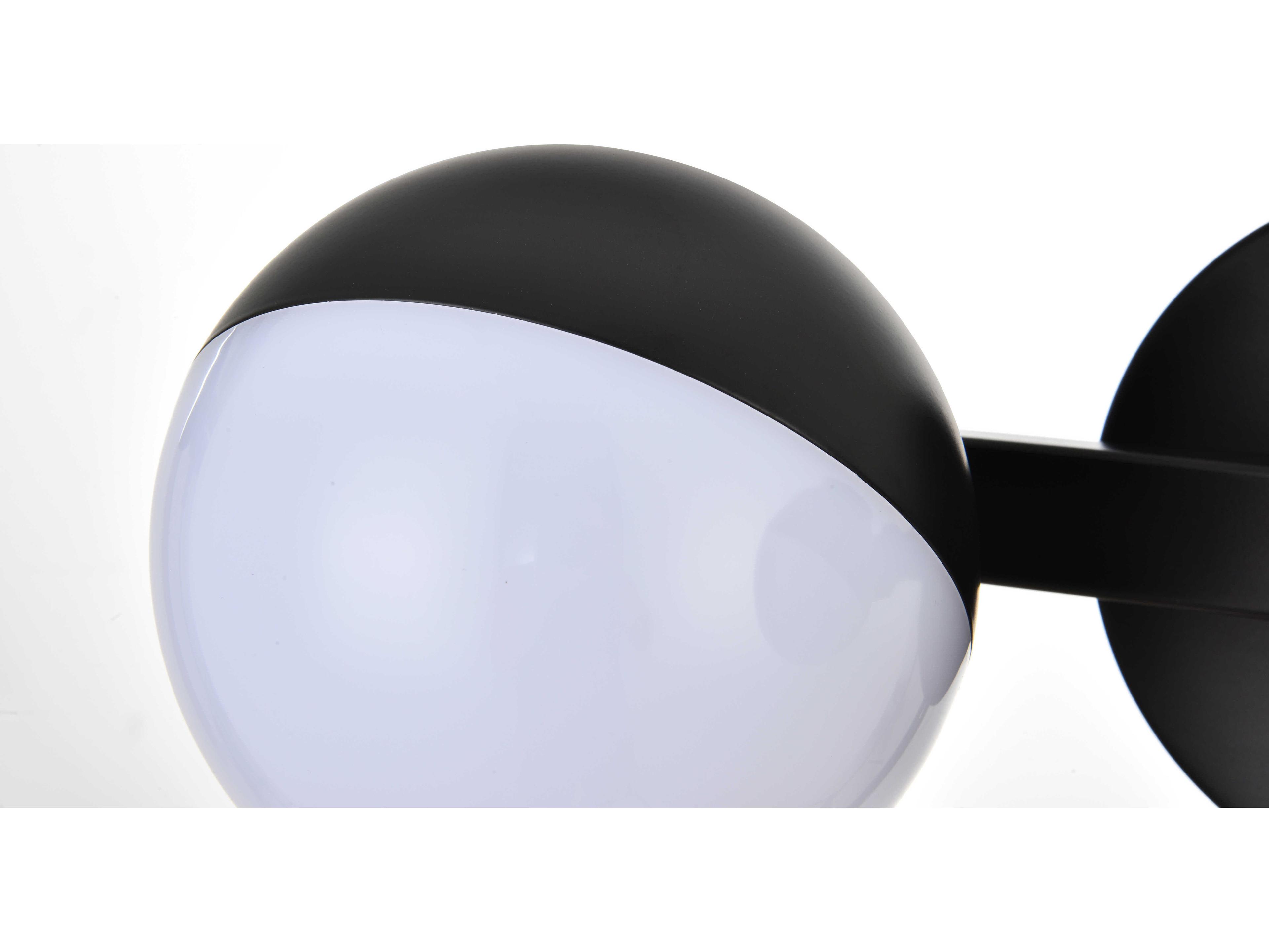 Elegant Lighting Majesty 2-Light Black Glass Vanity Light