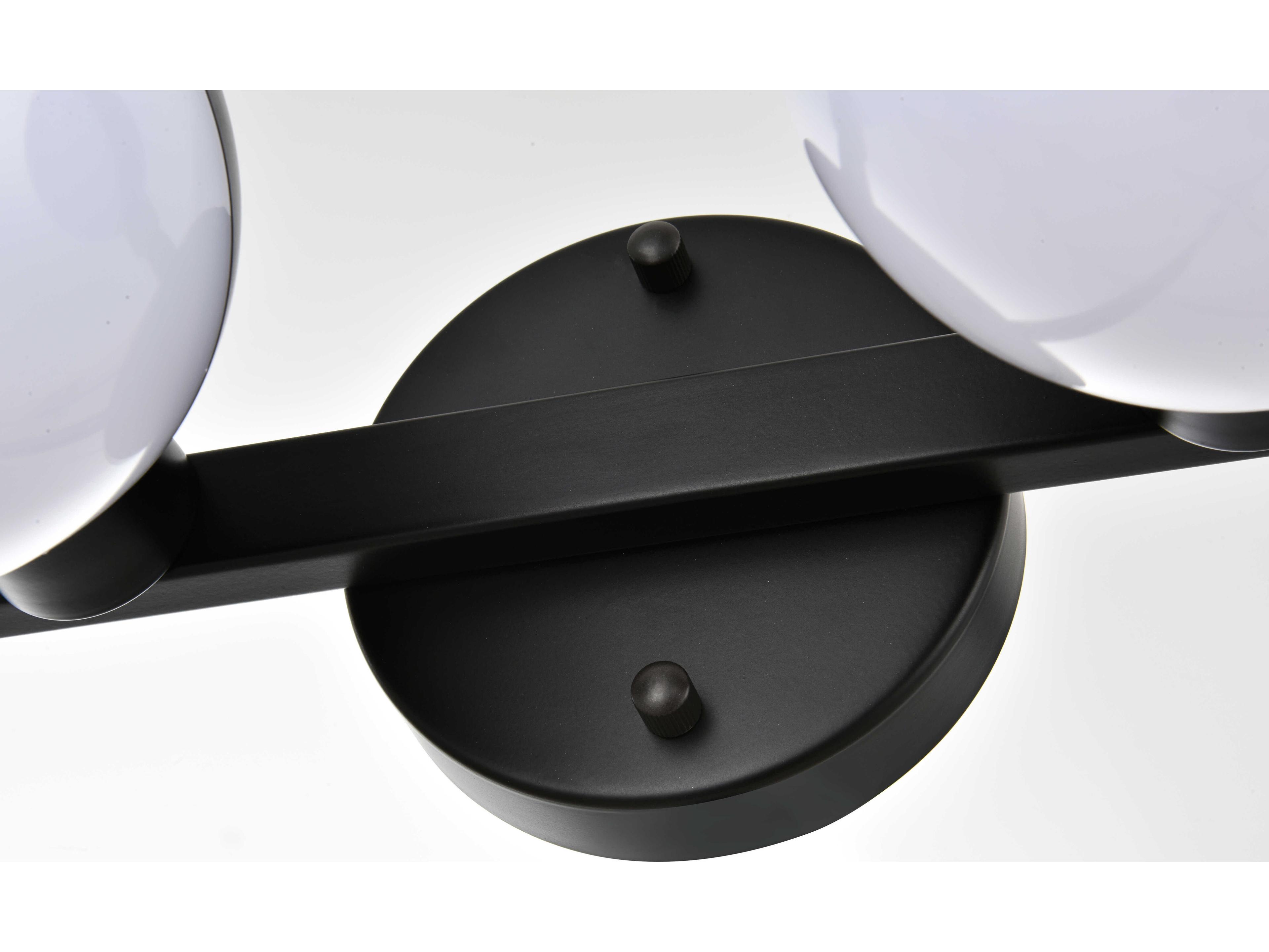 Elegant Lighting Majesty 2-Light Black Glass Vanity Light