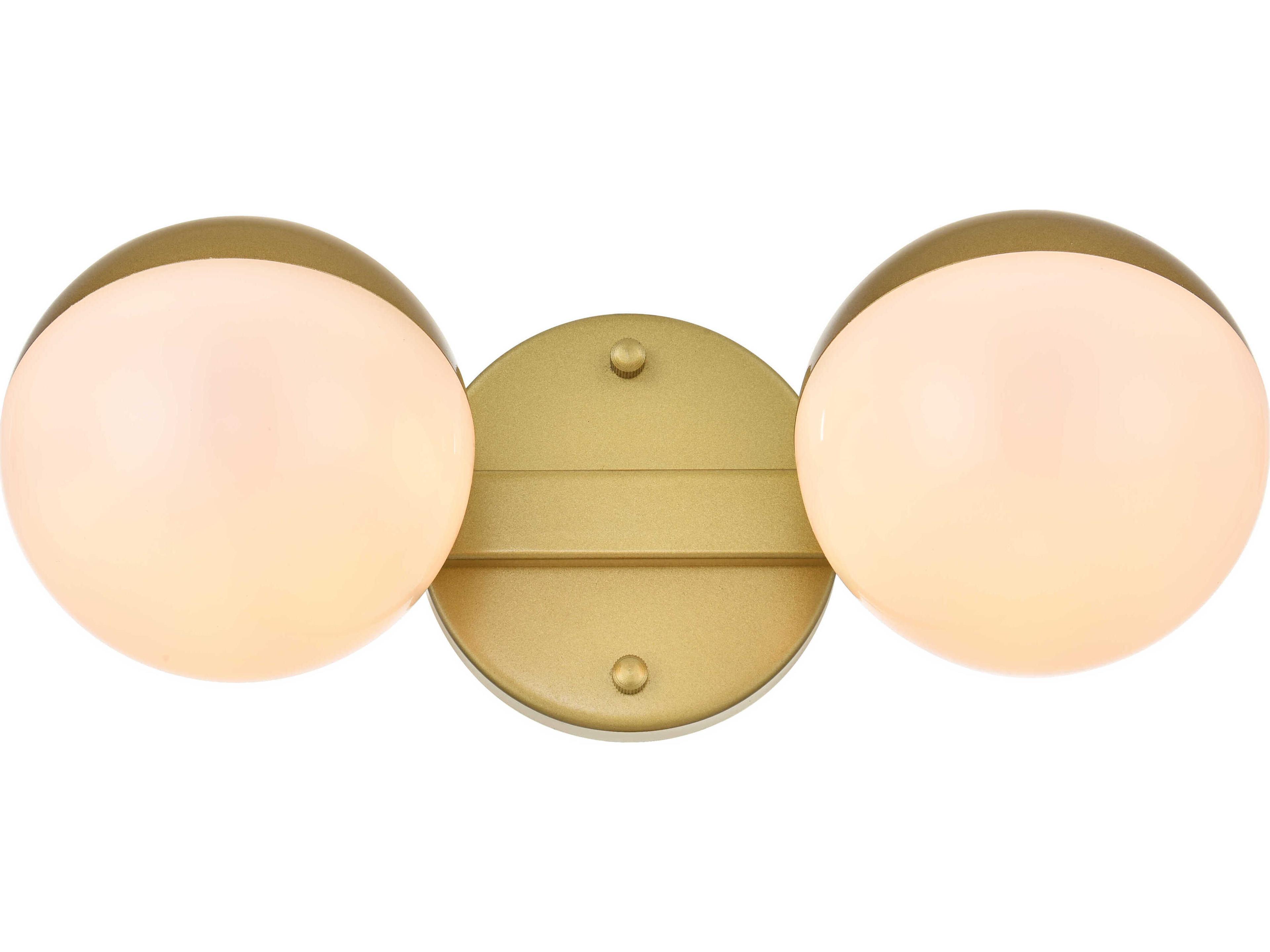 Elegant Lighting Majesty 2-Light Brass Glass Vanity Light