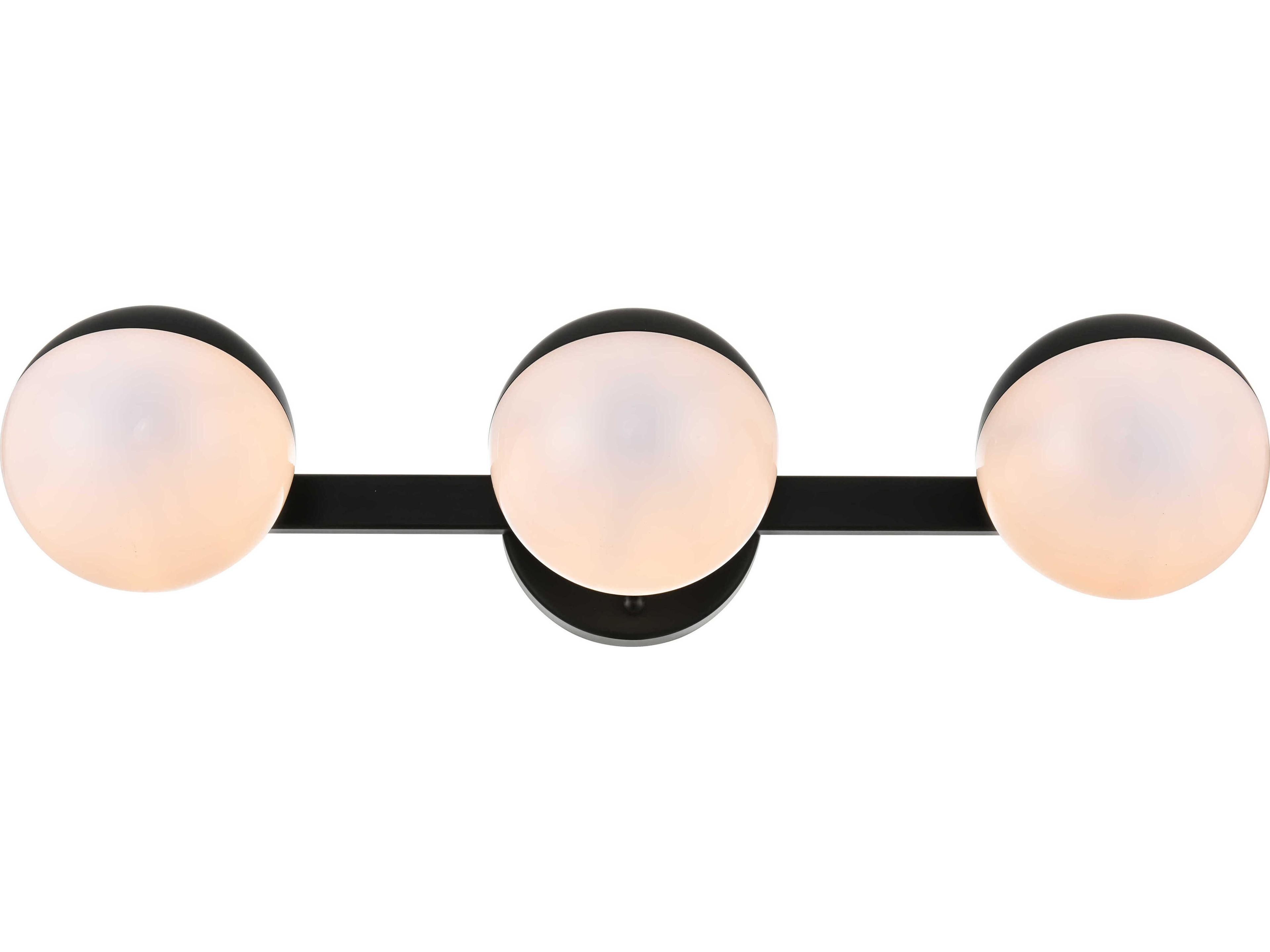 Elegant Lighting Majesty 3-Light Black Glass Vanity Light