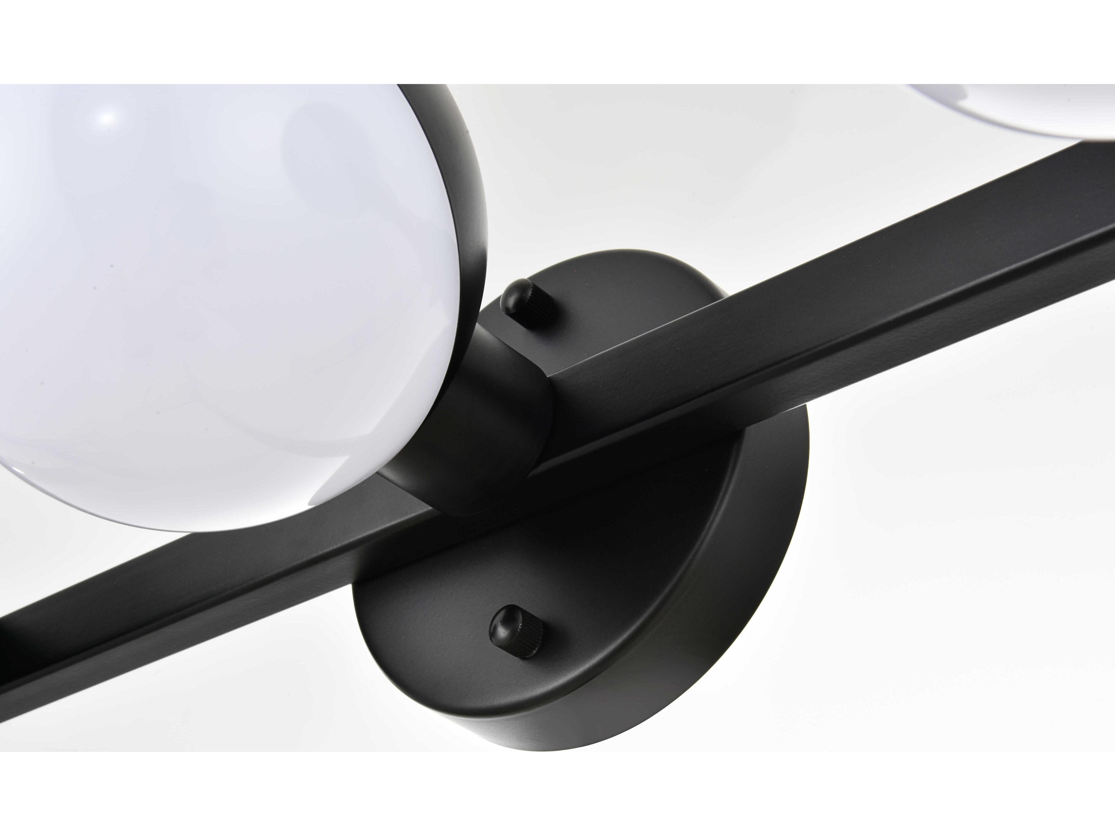 Elegant Lighting Majesty 3-Light Black Glass Vanity Light