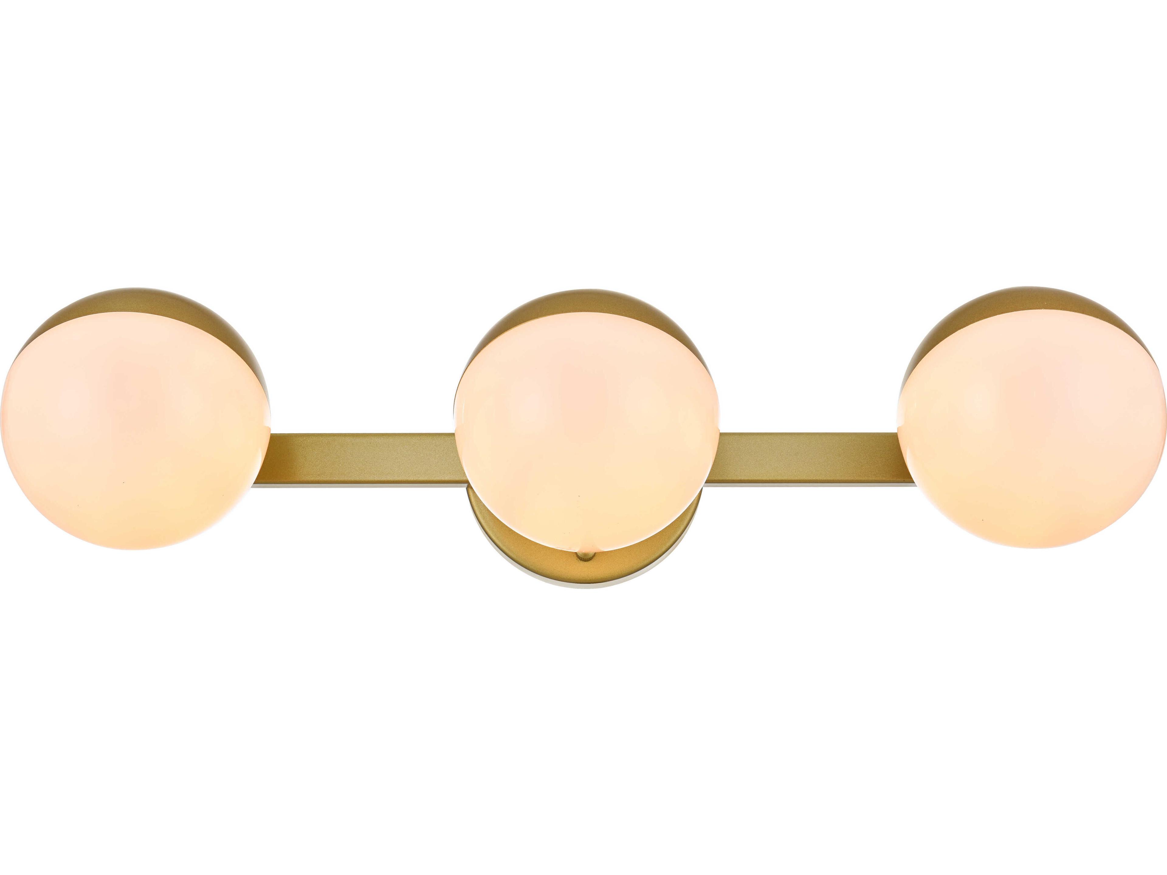 Elegant Lighting Majesty 3-Light Brass Glass Vanity Light