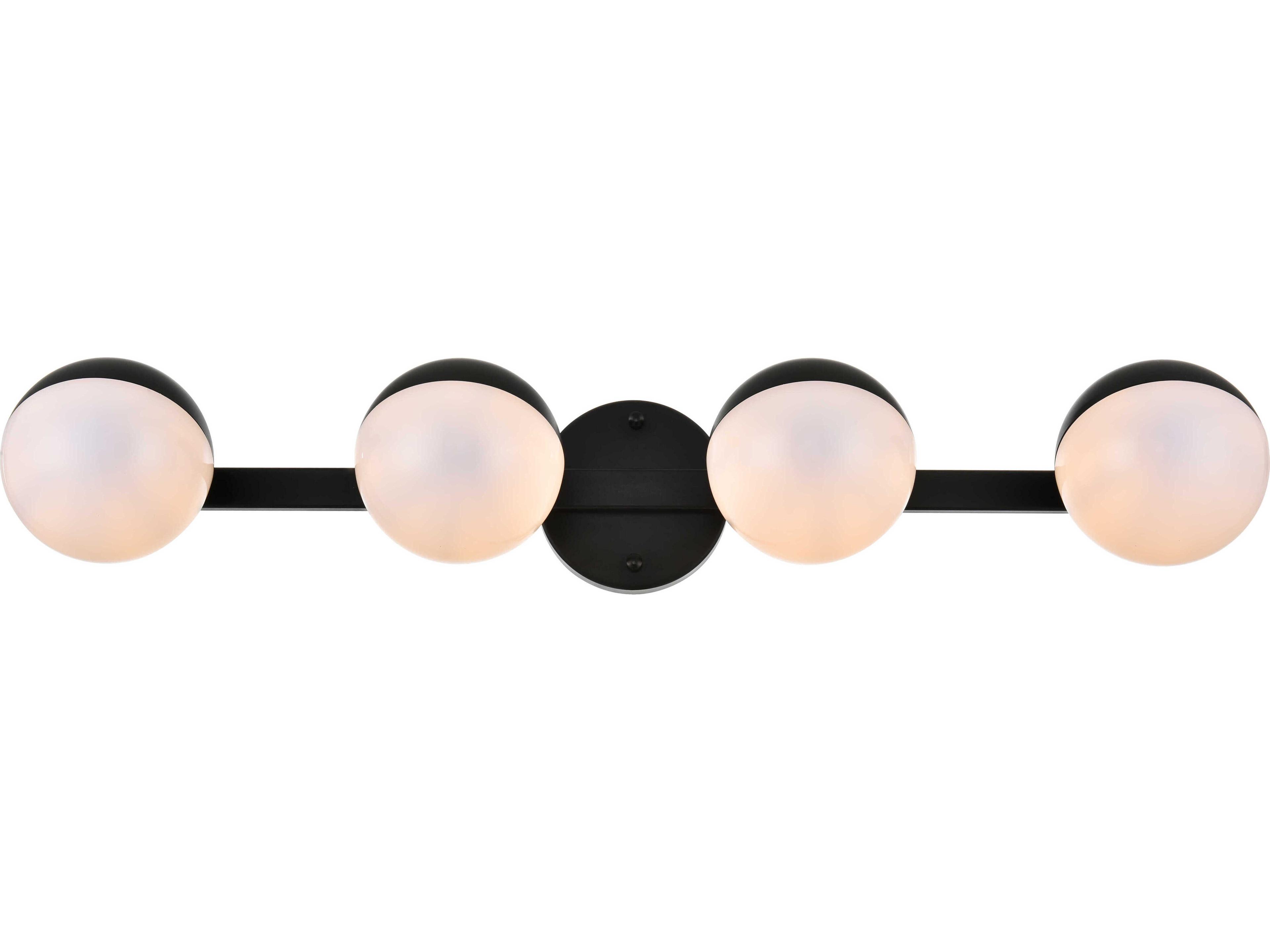 Elegant Lighting Majesty 4-Light Black Glass Vanity Light