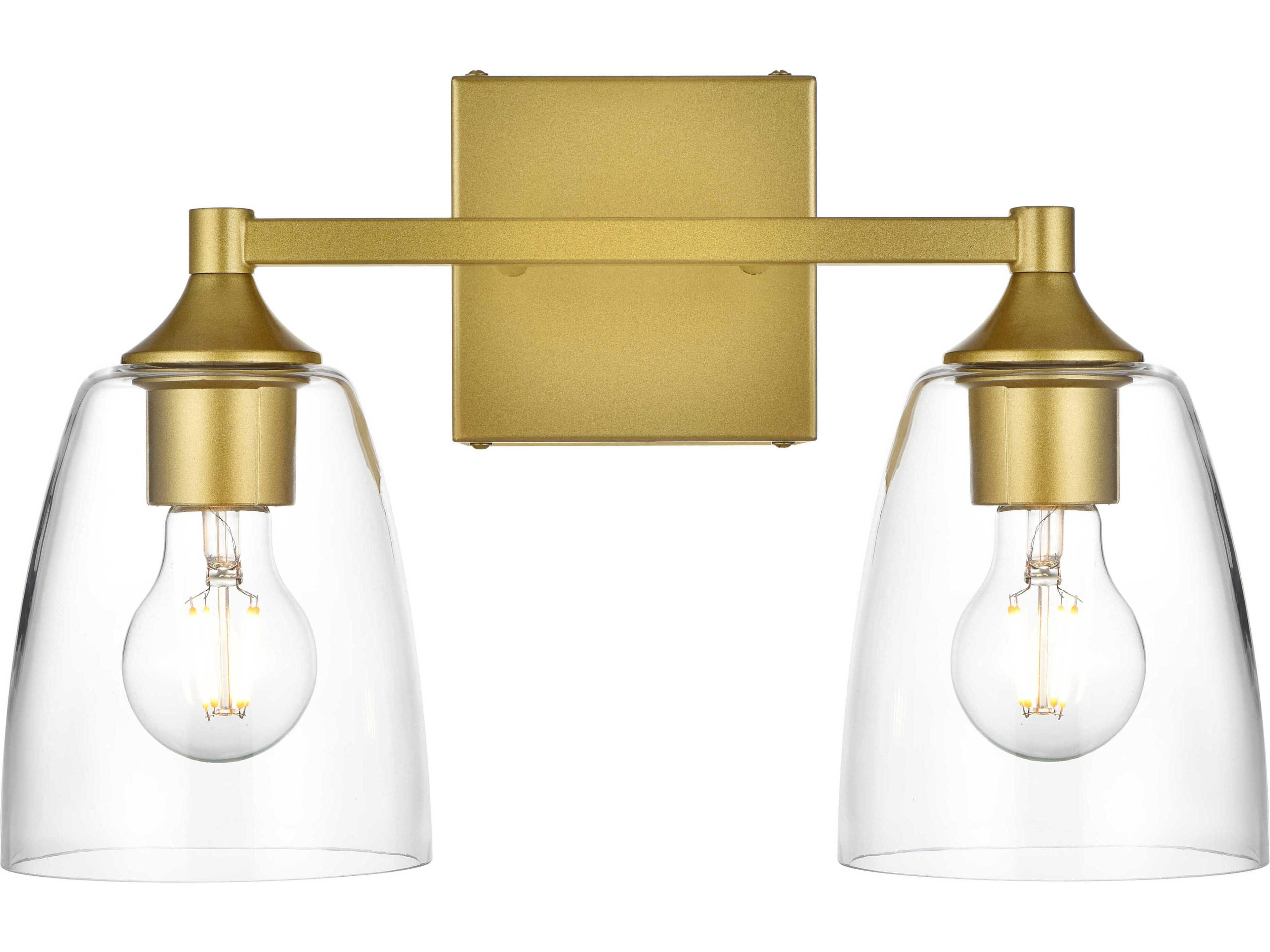 Elegant Lighting Gianni 2-Light Brass Glass Vanity Light