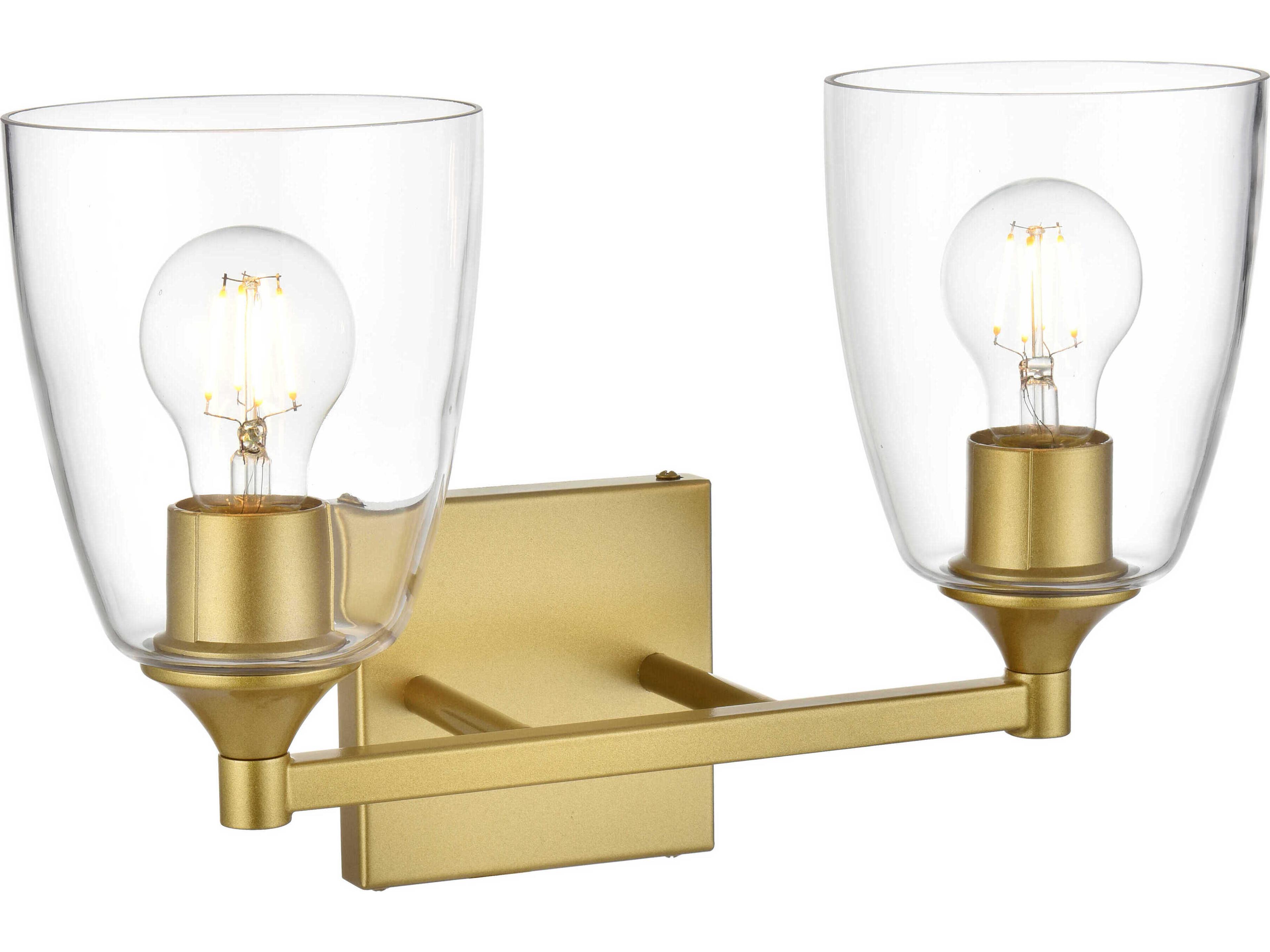Elegant Lighting Gianni 2-Light Brass Glass Vanity Light