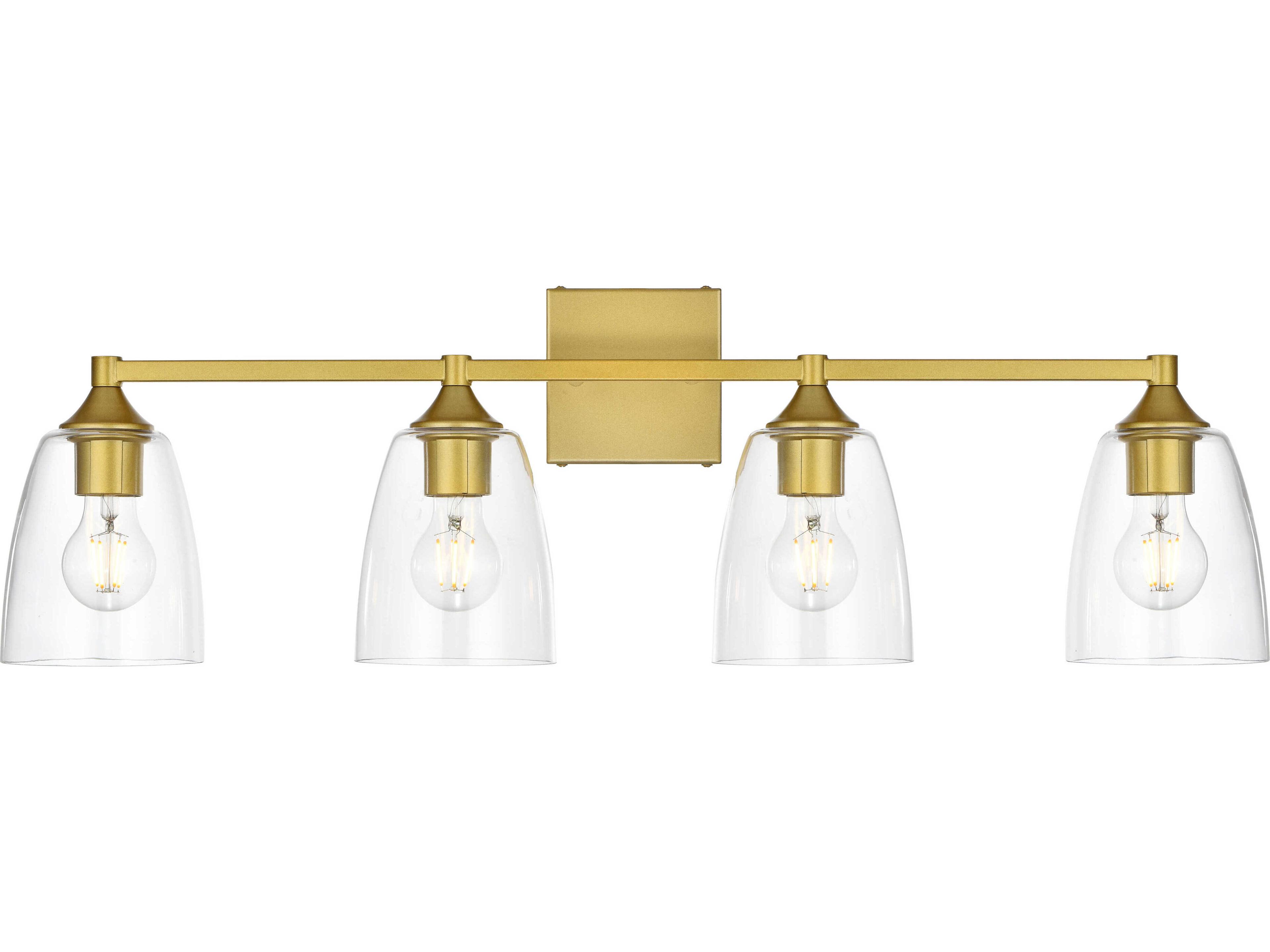 Elegant Lighting Gianni 4-Light Brass Glass Vanity Light