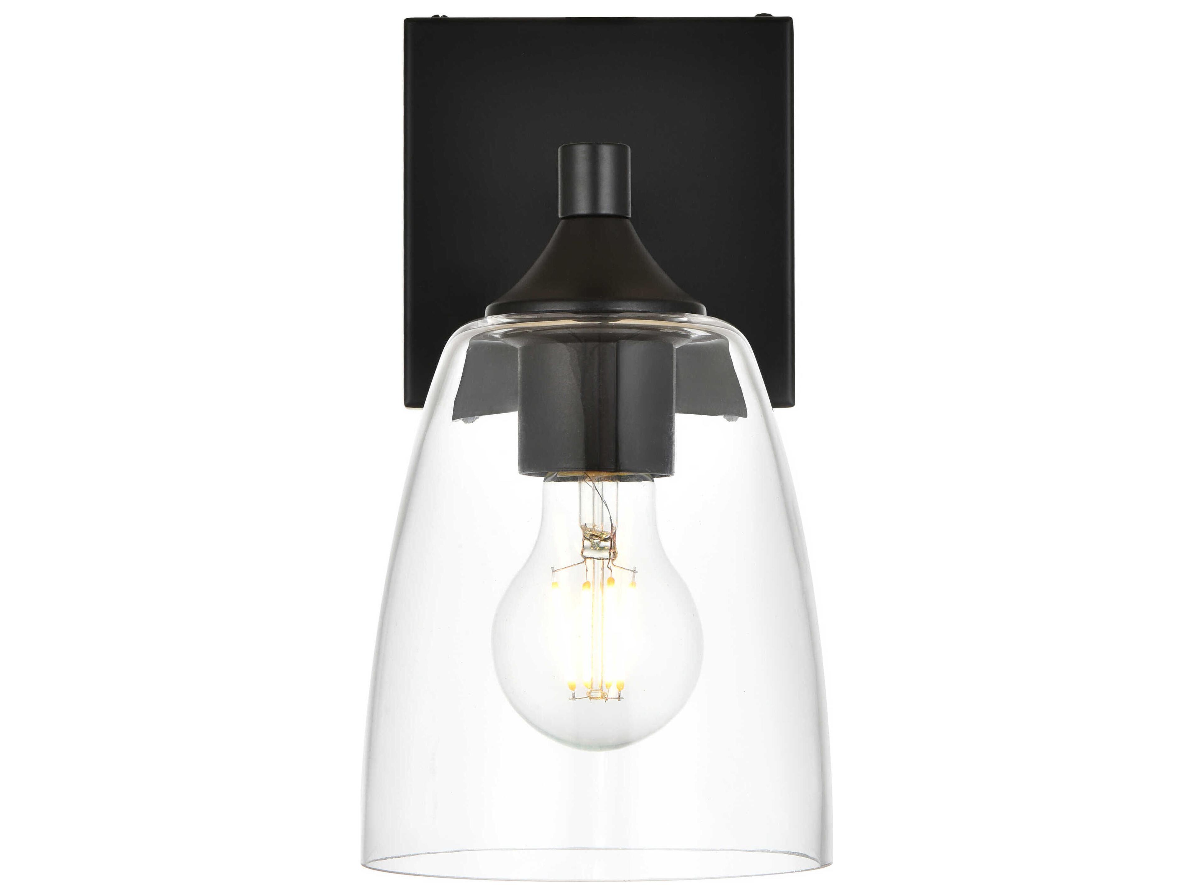 Elegant Lighting Gianni 1-Light Black Glass Wall Sconce