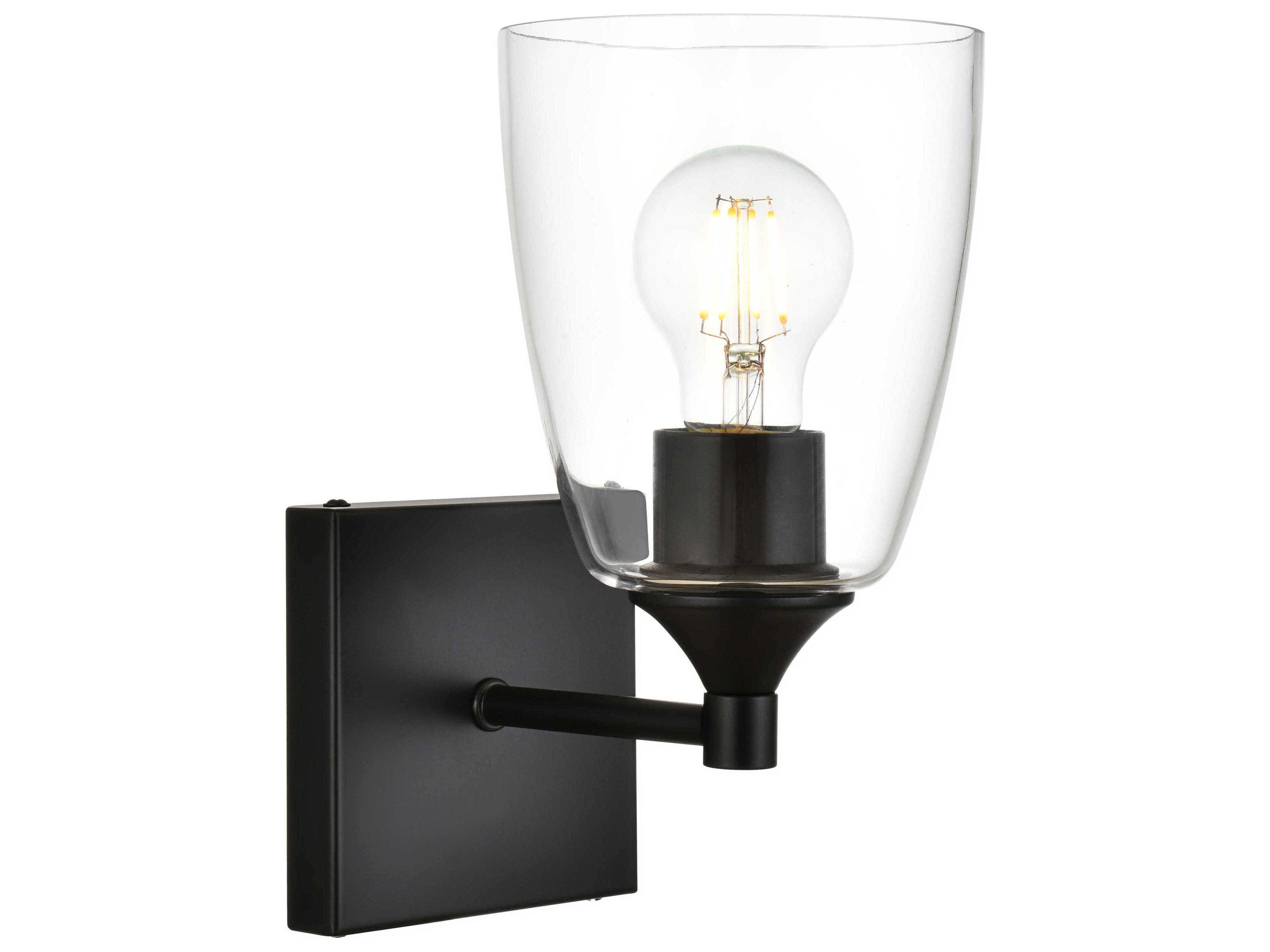 Elegant Lighting Gianni 1-Light Black Glass Wall Sconce