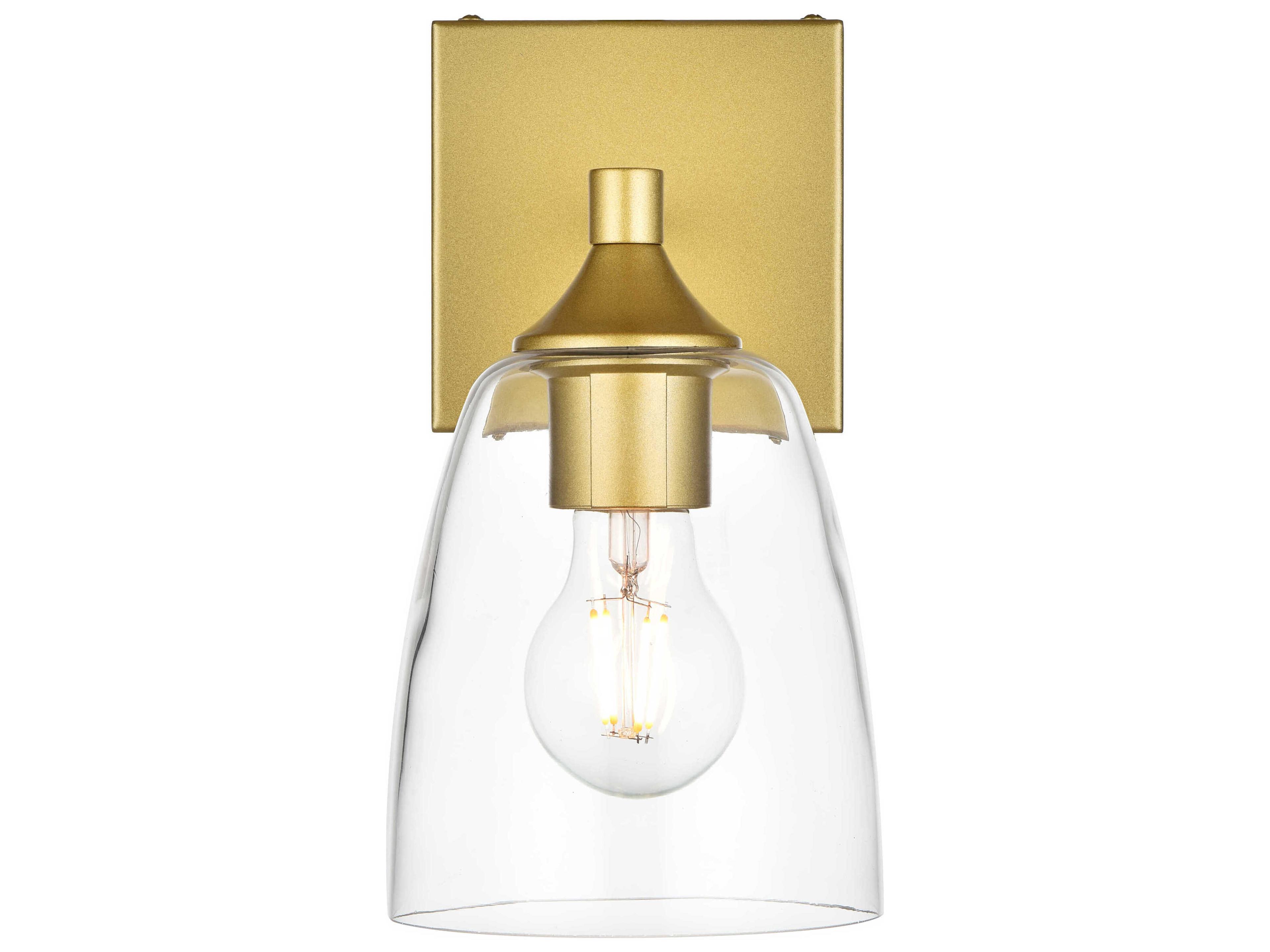 Elegant Lighting Gianni 1-Light Brass Glass Wall Sconce