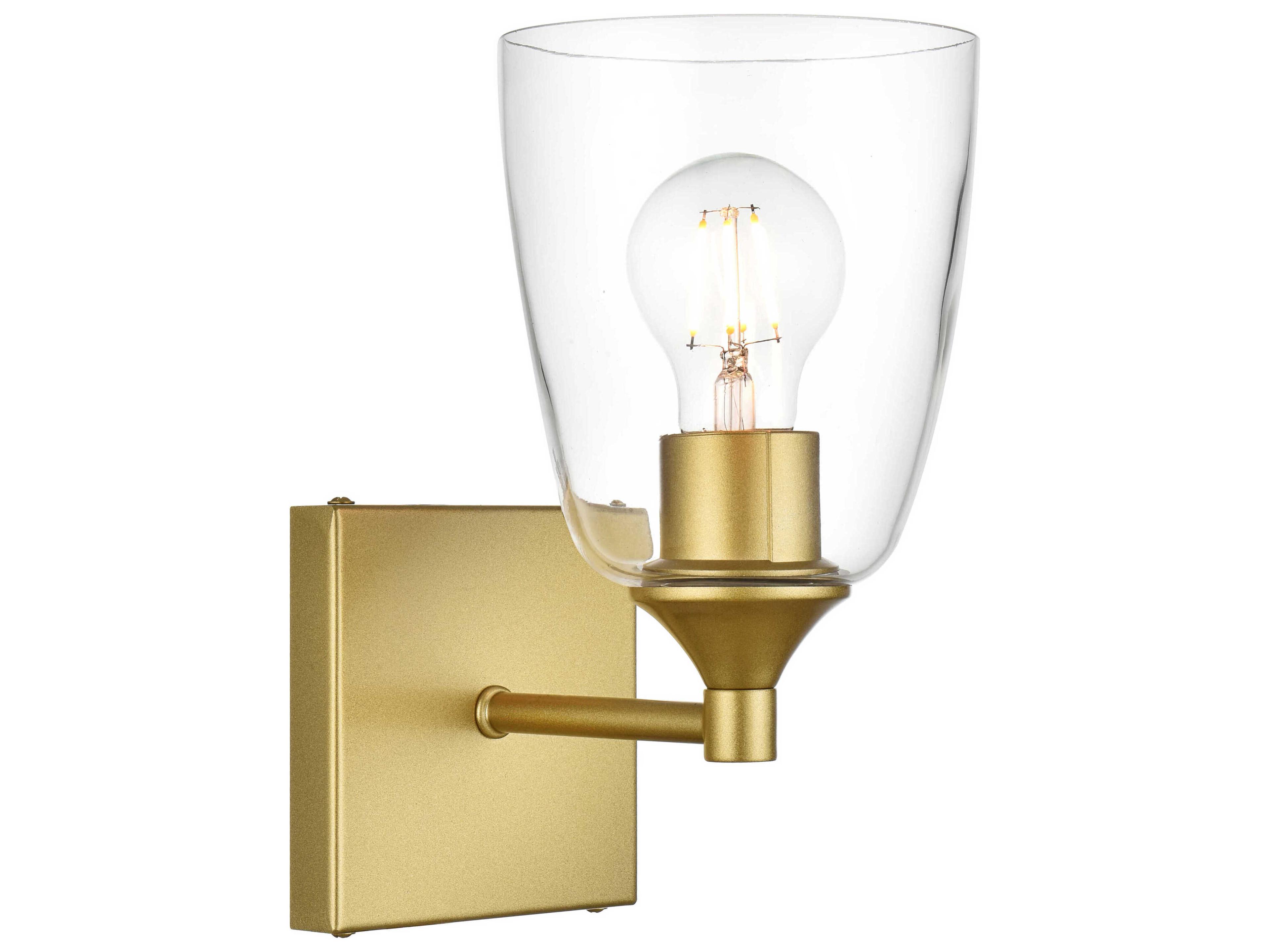 Elegant Lighting Gianni 1-Light Brass Glass Wall Sconce