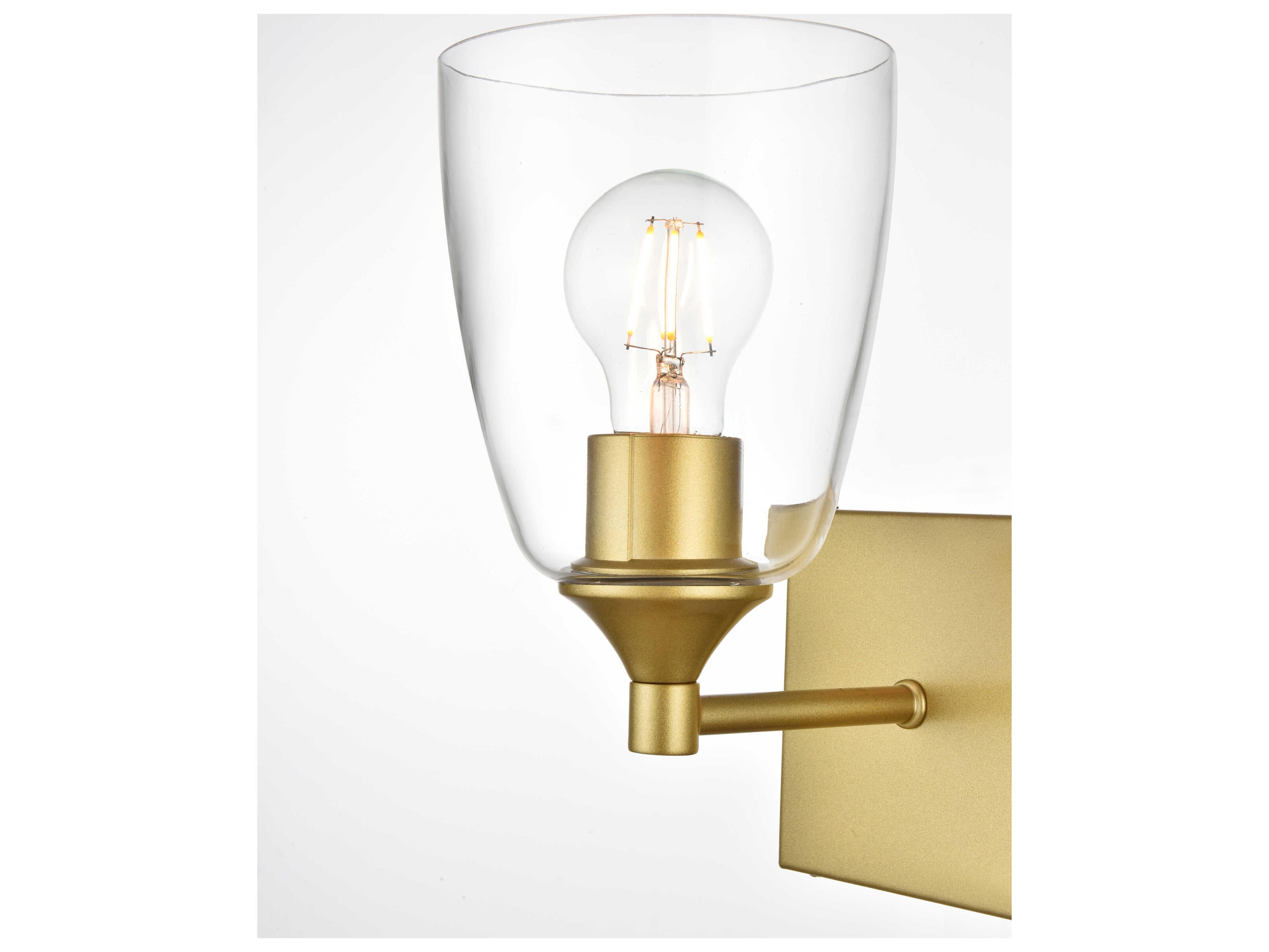 Elegant Lighting Gianni 1-Light Brass Glass Wall Sconce