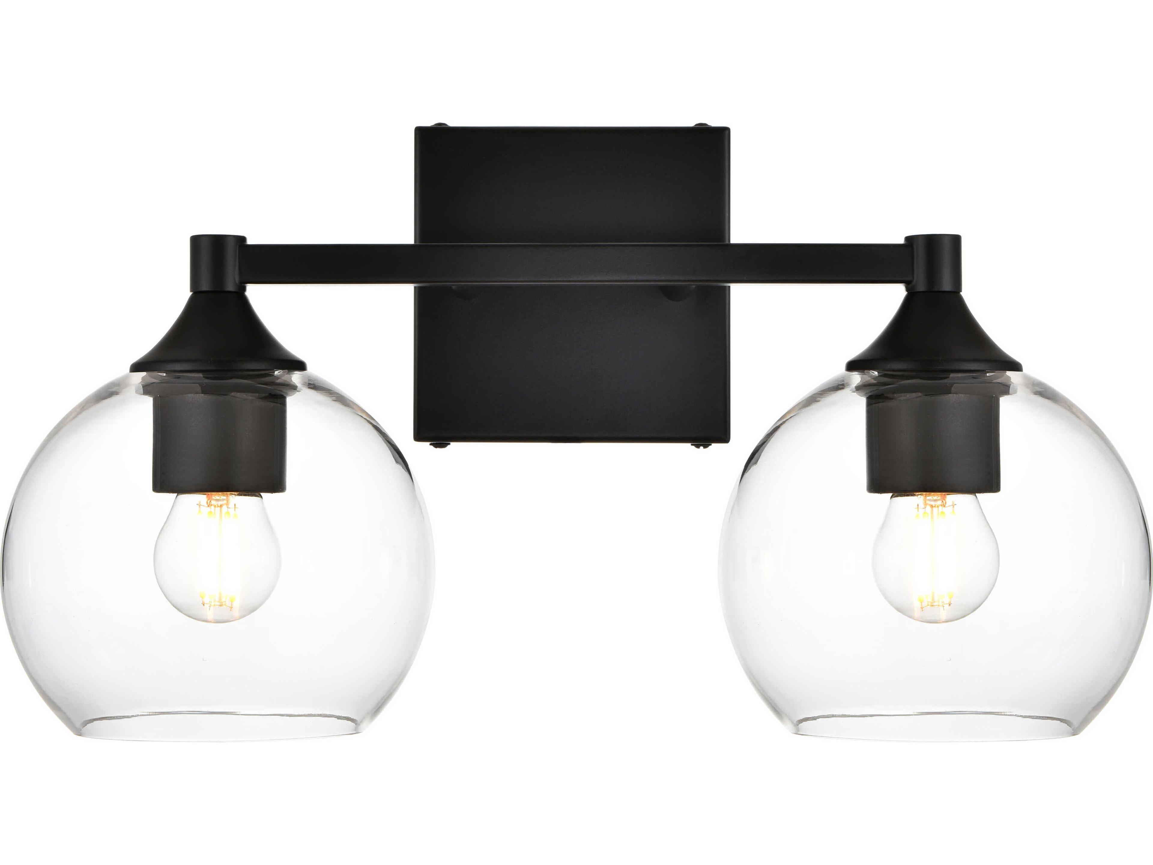 Elegant Lighting Foster 2-Light Black Glass Vanity Light