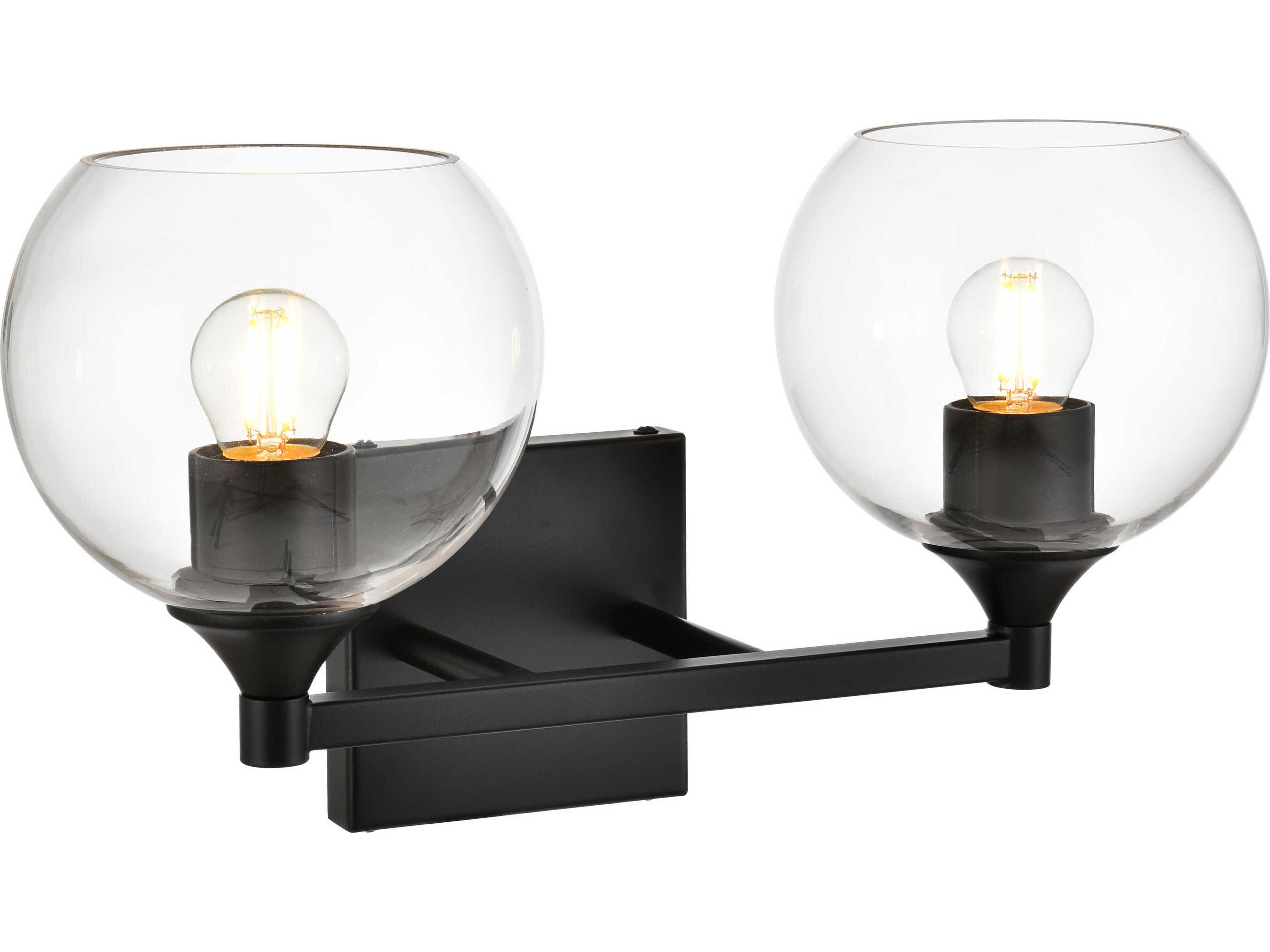 Elegant Lighting Foster 2-Light Black Glass Vanity Light