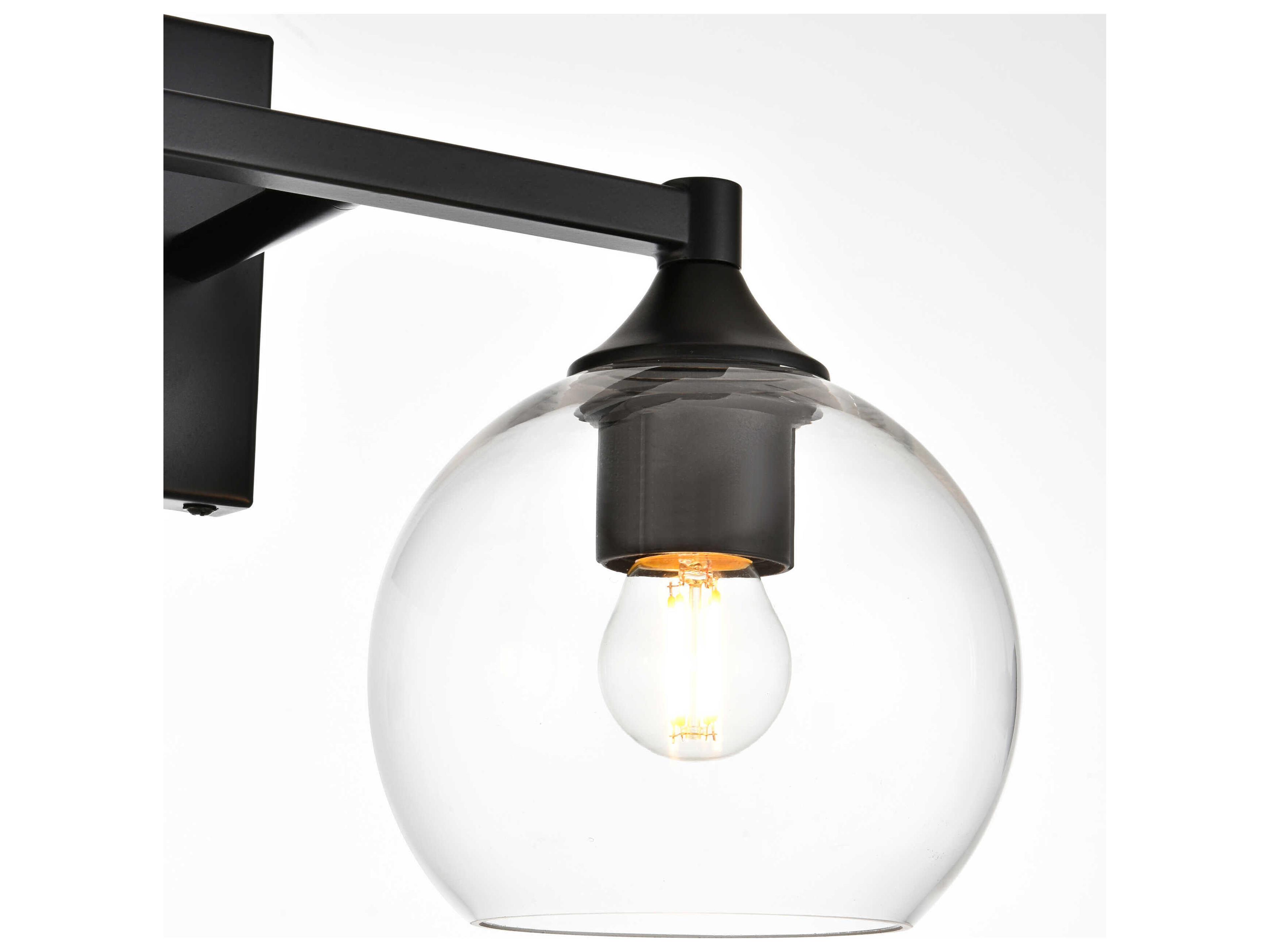 Elegant Lighting Foster 2-Light Black Glass Vanity Light