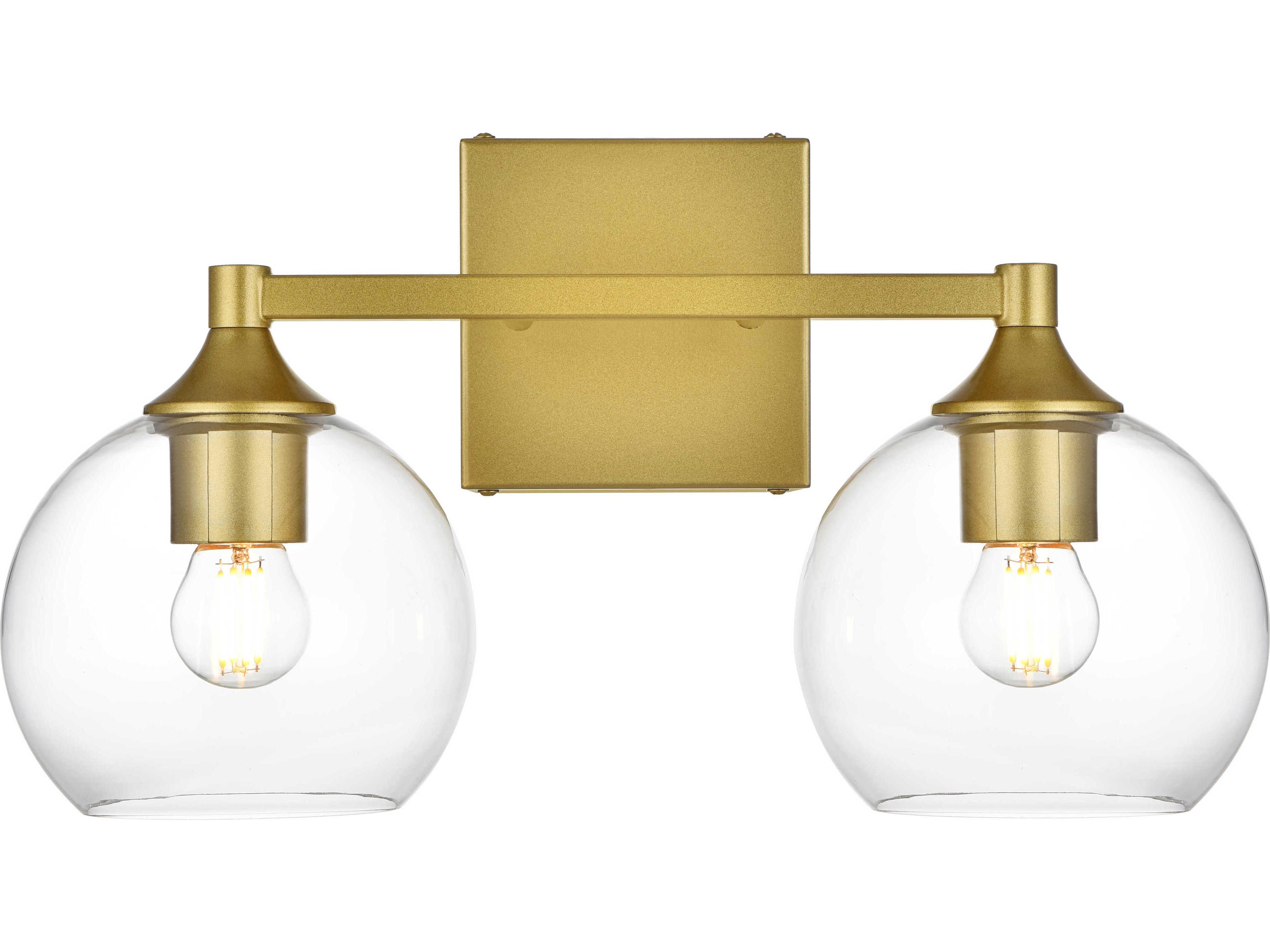 Elegant Lighting Foster 2-Light Brass Glass Vanity Light