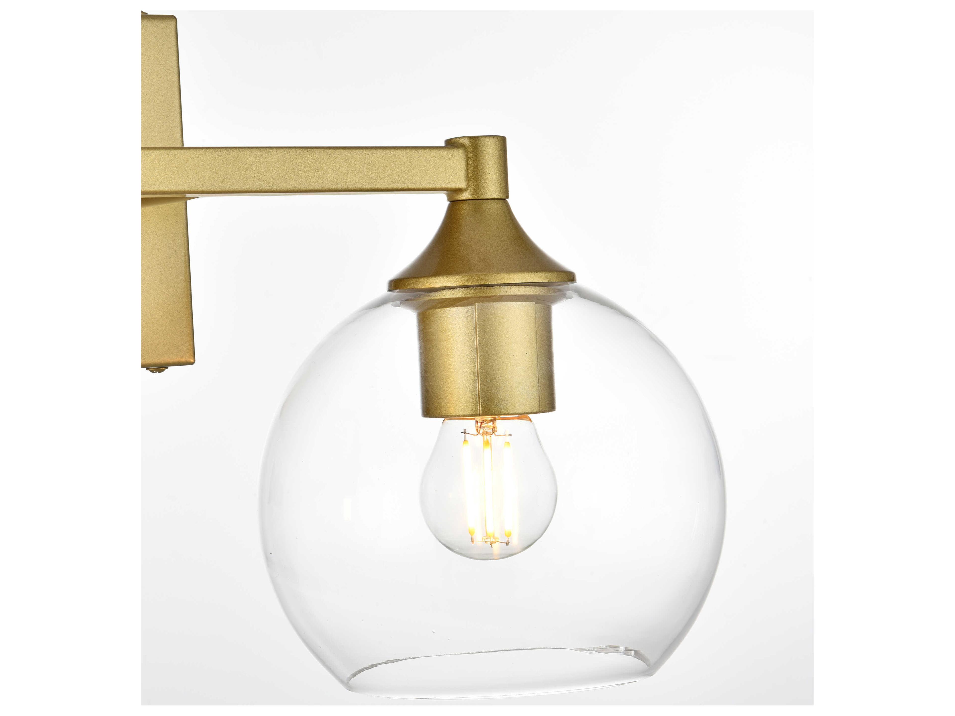 Elegant Lighting Foster 2-Light Brass Glass Vanity Light