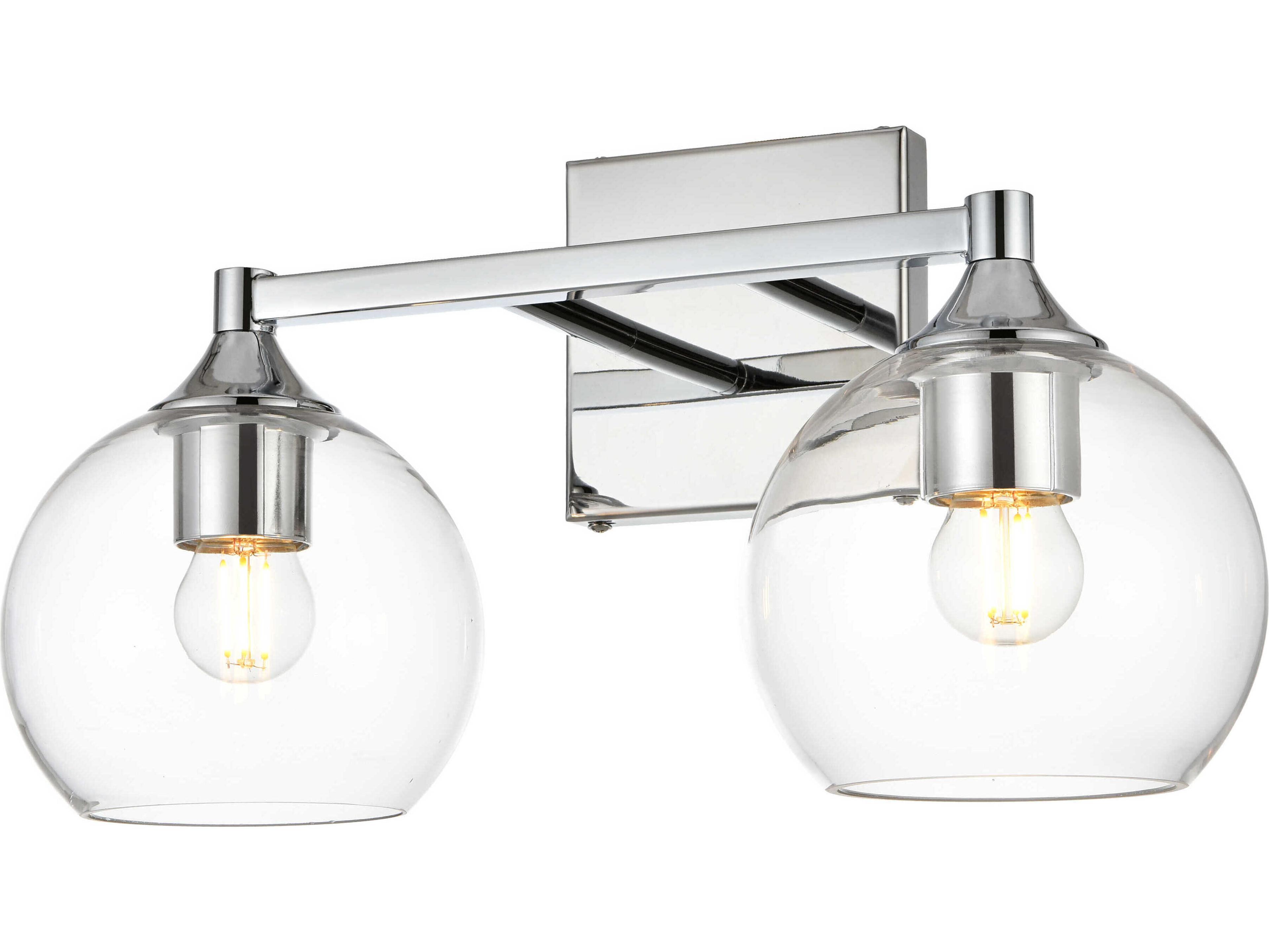 Foster 2-Light Chrome Glass Vanity Light