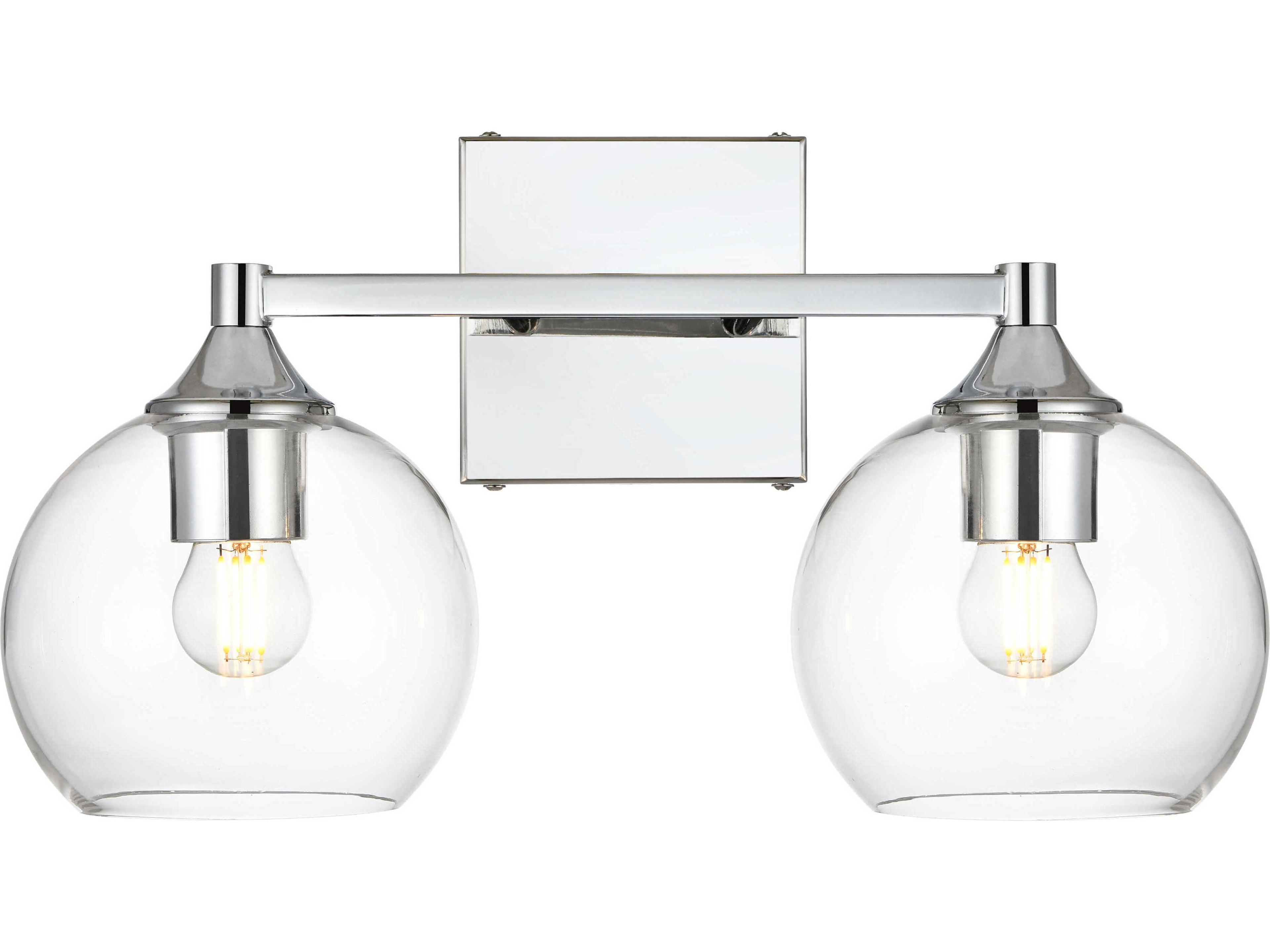Elegant Lighting Foster 2-Light Chrome Glass Vanity Light