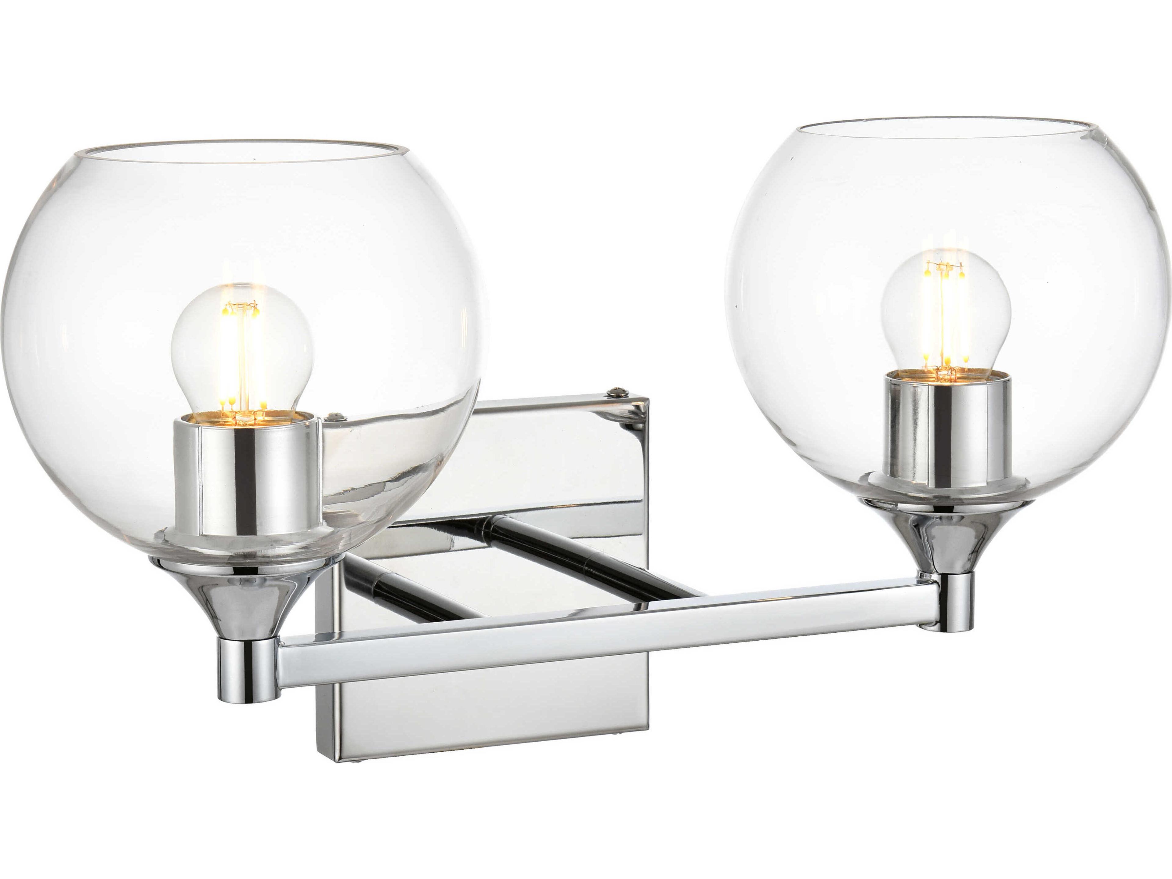 Elegant Lighting Foster 2-Light Chrome Glass Vanity Light