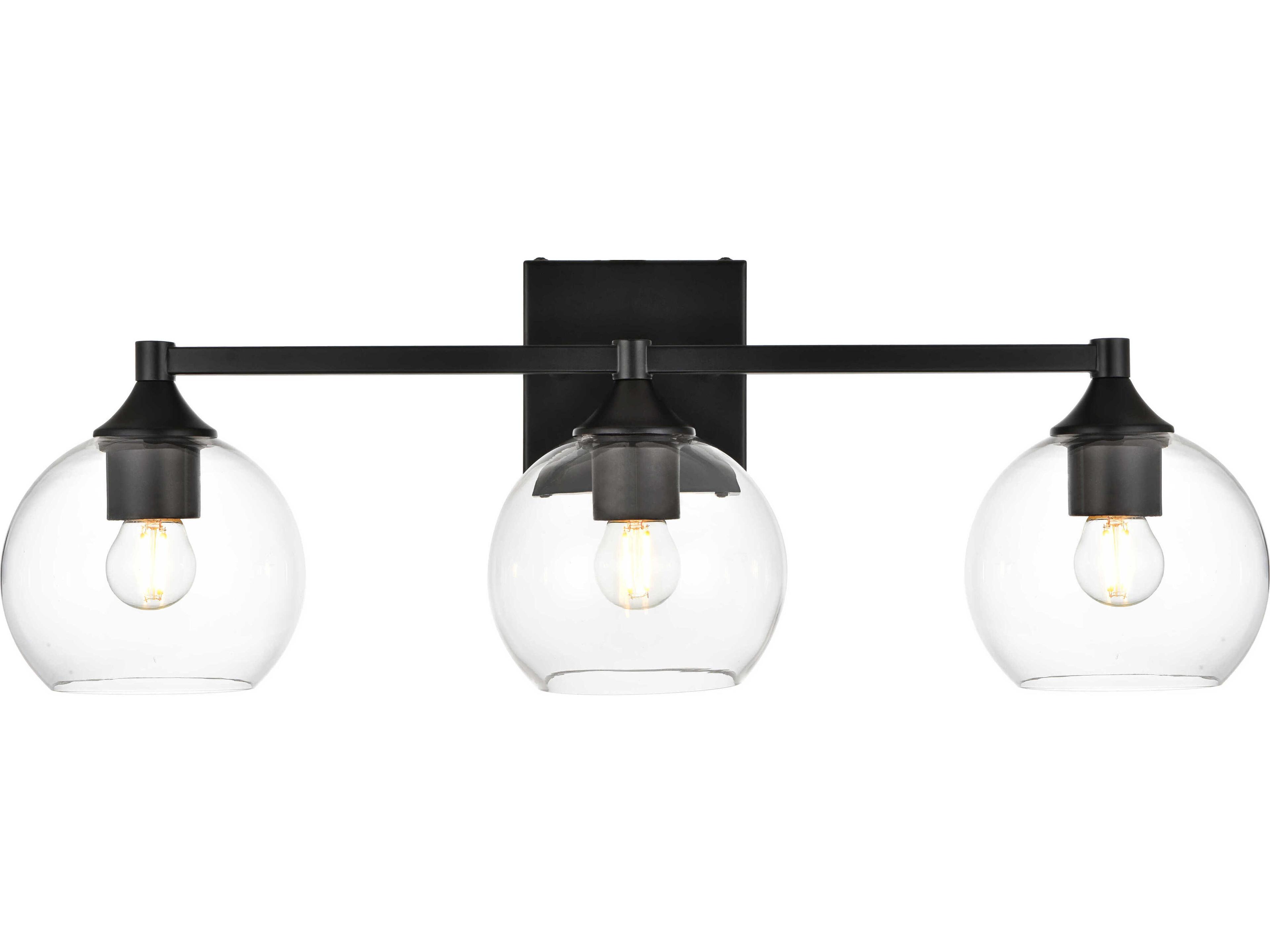 Elegant Lighting Foster 3-Light Black Glass Vanity Light