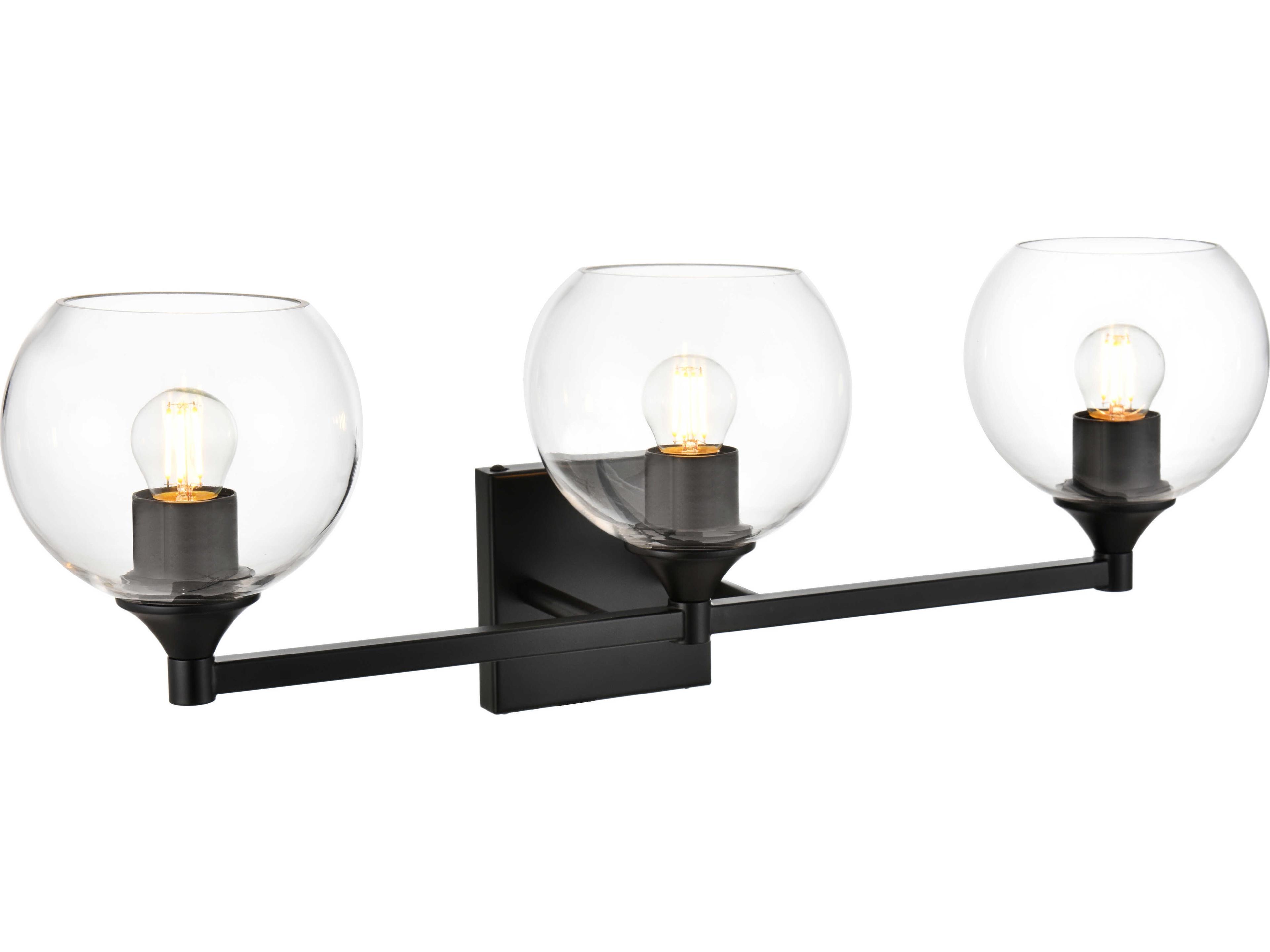 Elegant Lighting Foster 3-Light Black Glass Vanity Light