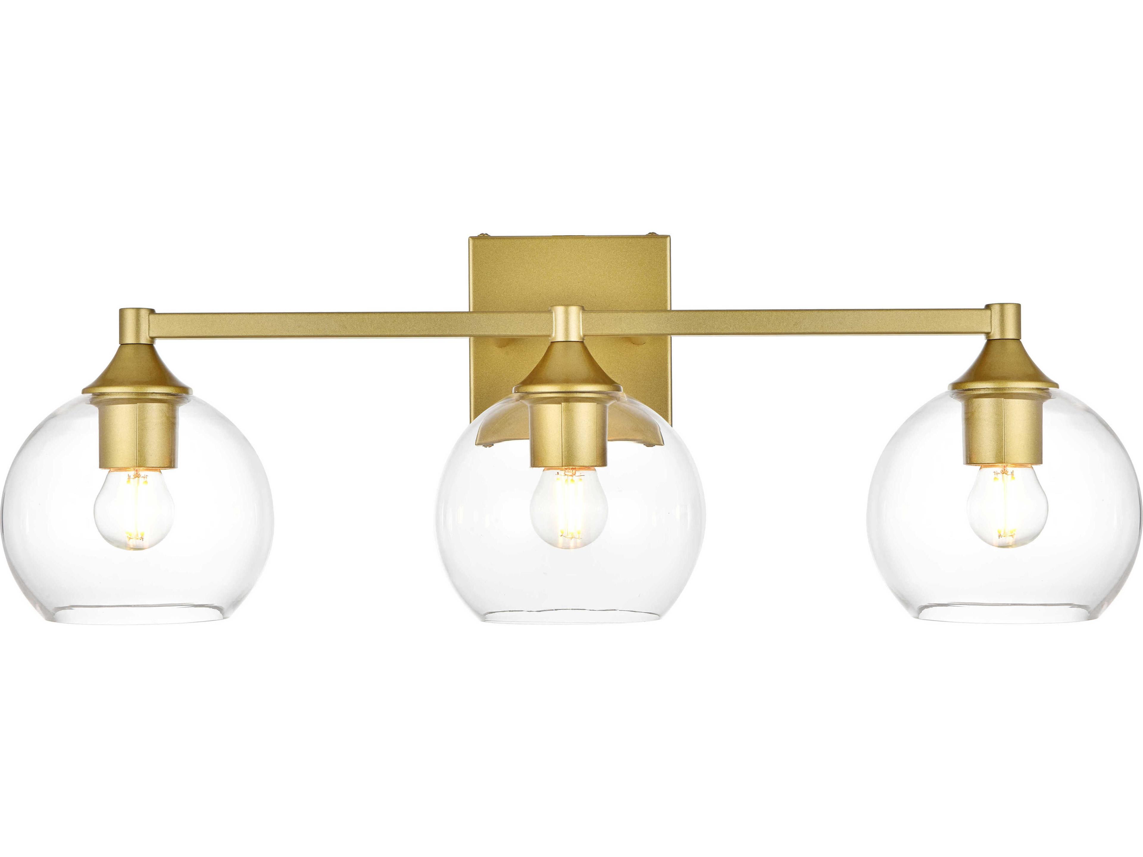 Elegant Lighting Foster 3-Light Brass Glass Vanity Light