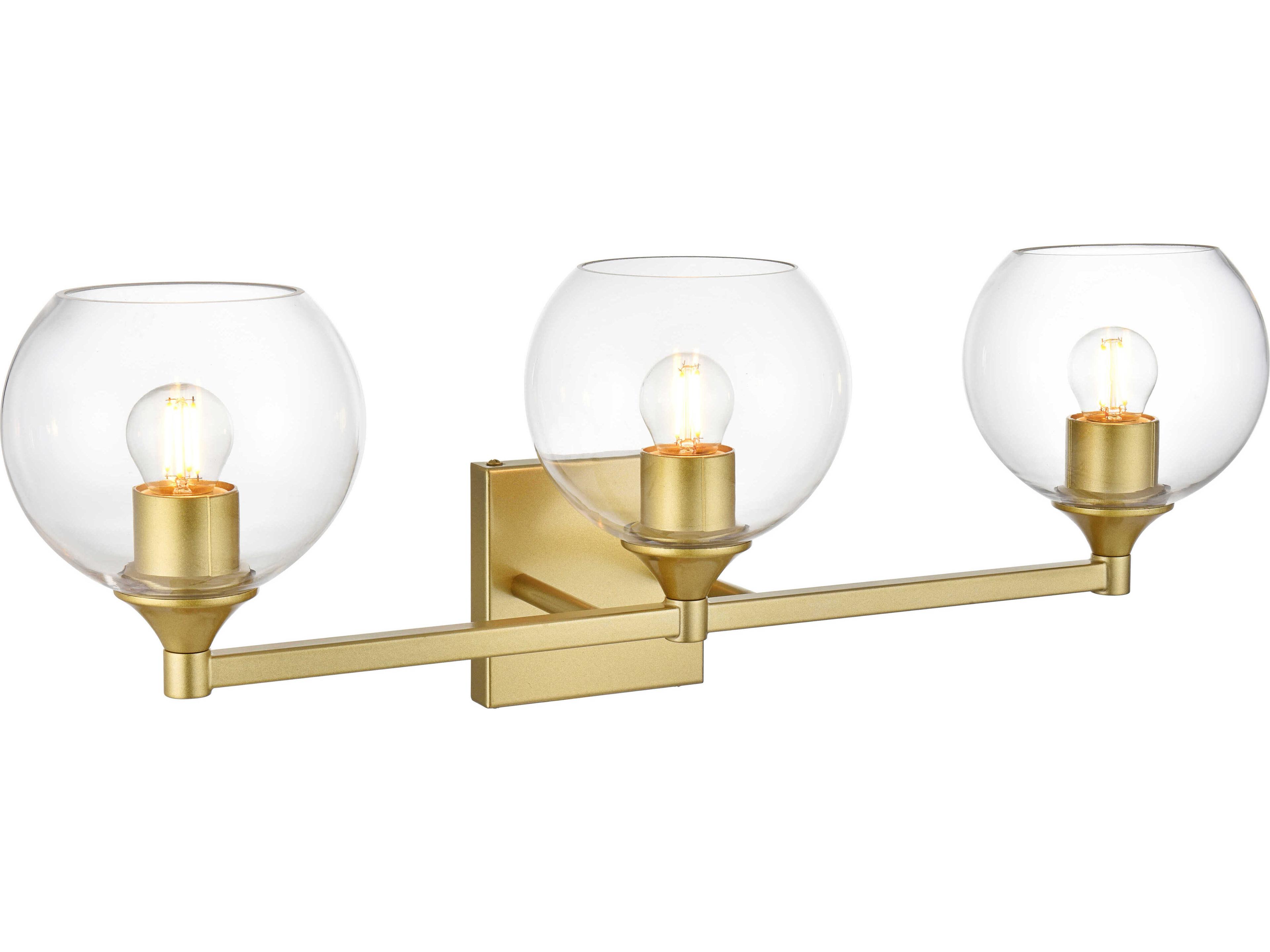 Elegant Lighting Foster 3-Light Brass Glass Vanity Light