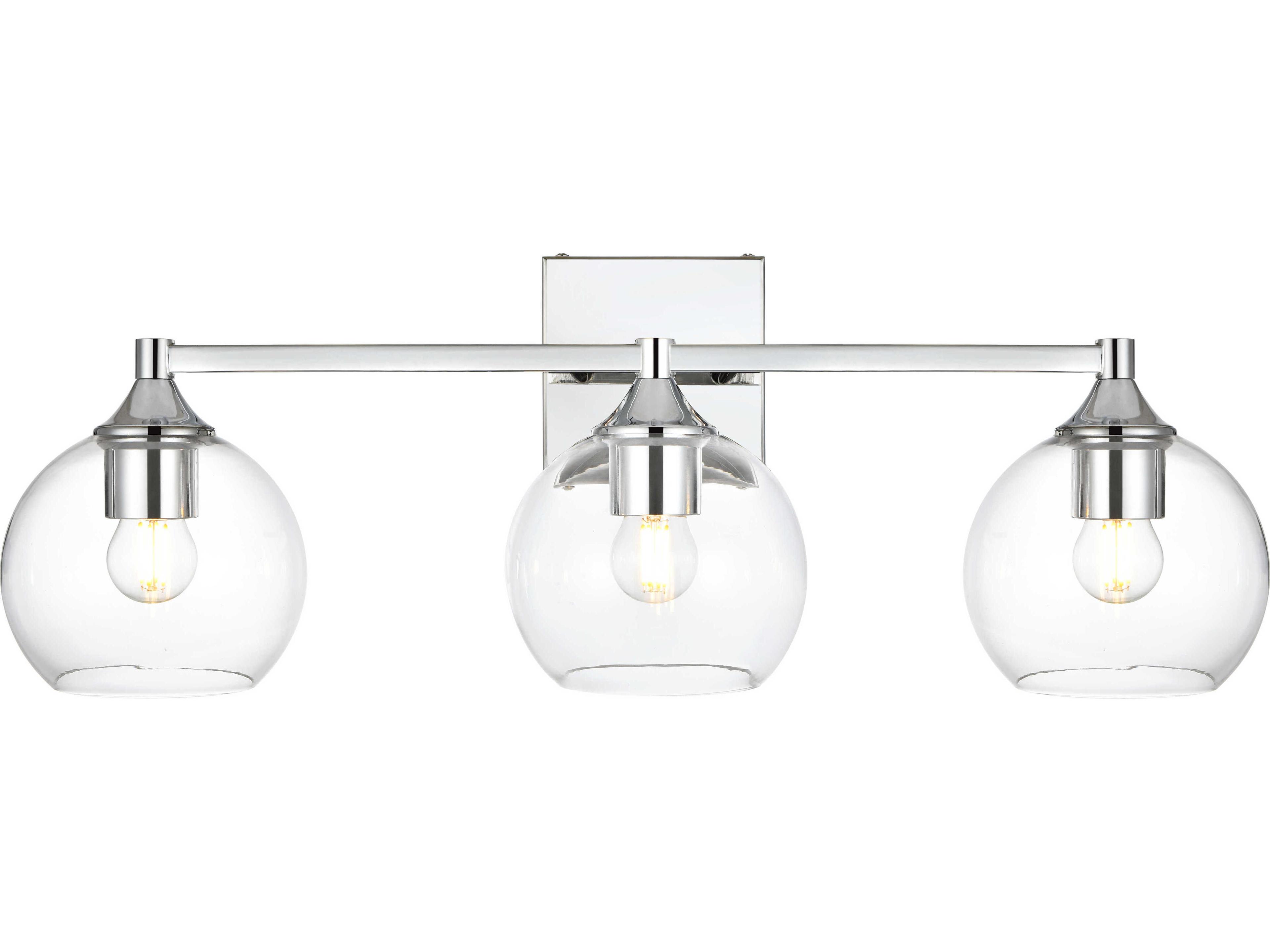 Elegant Lighting Foster 3-Light Chrome Glass Vanity Light