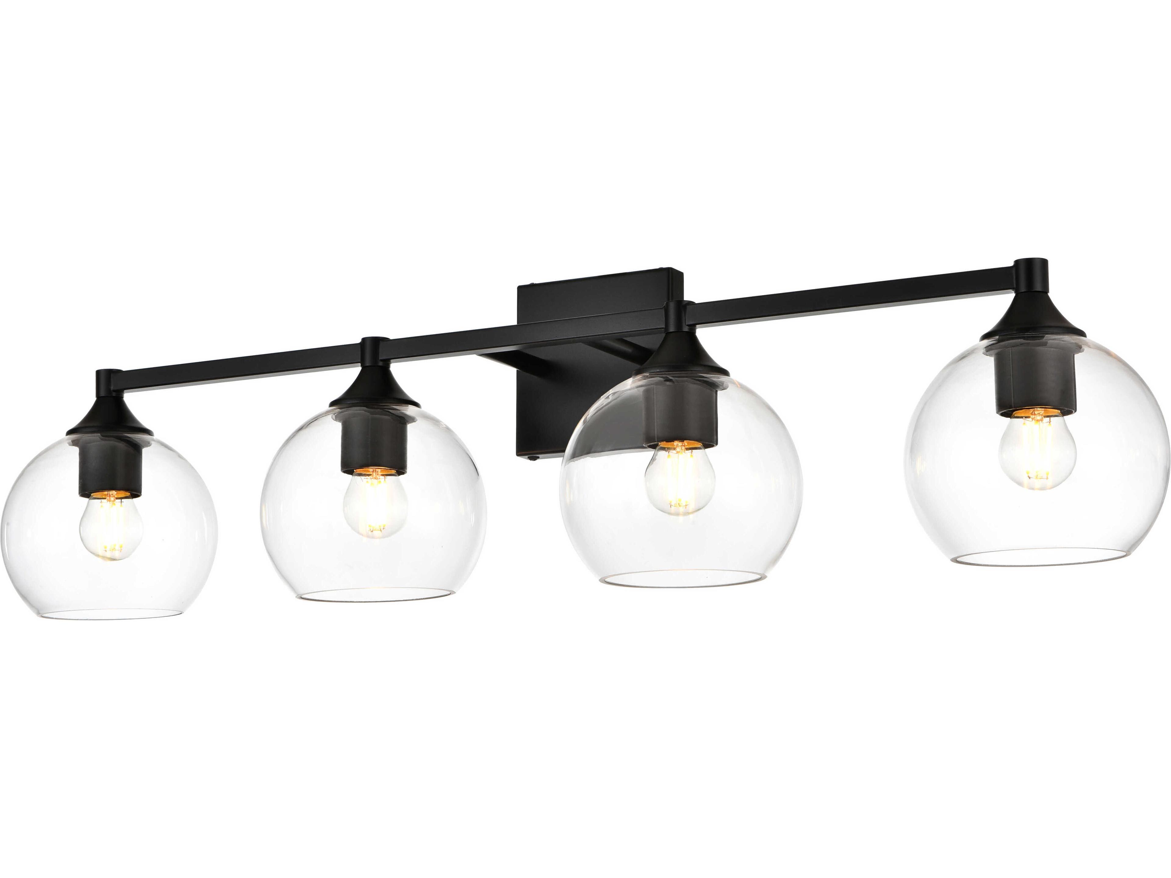 Foster 4-Light Black Clear Glass Vanity Light