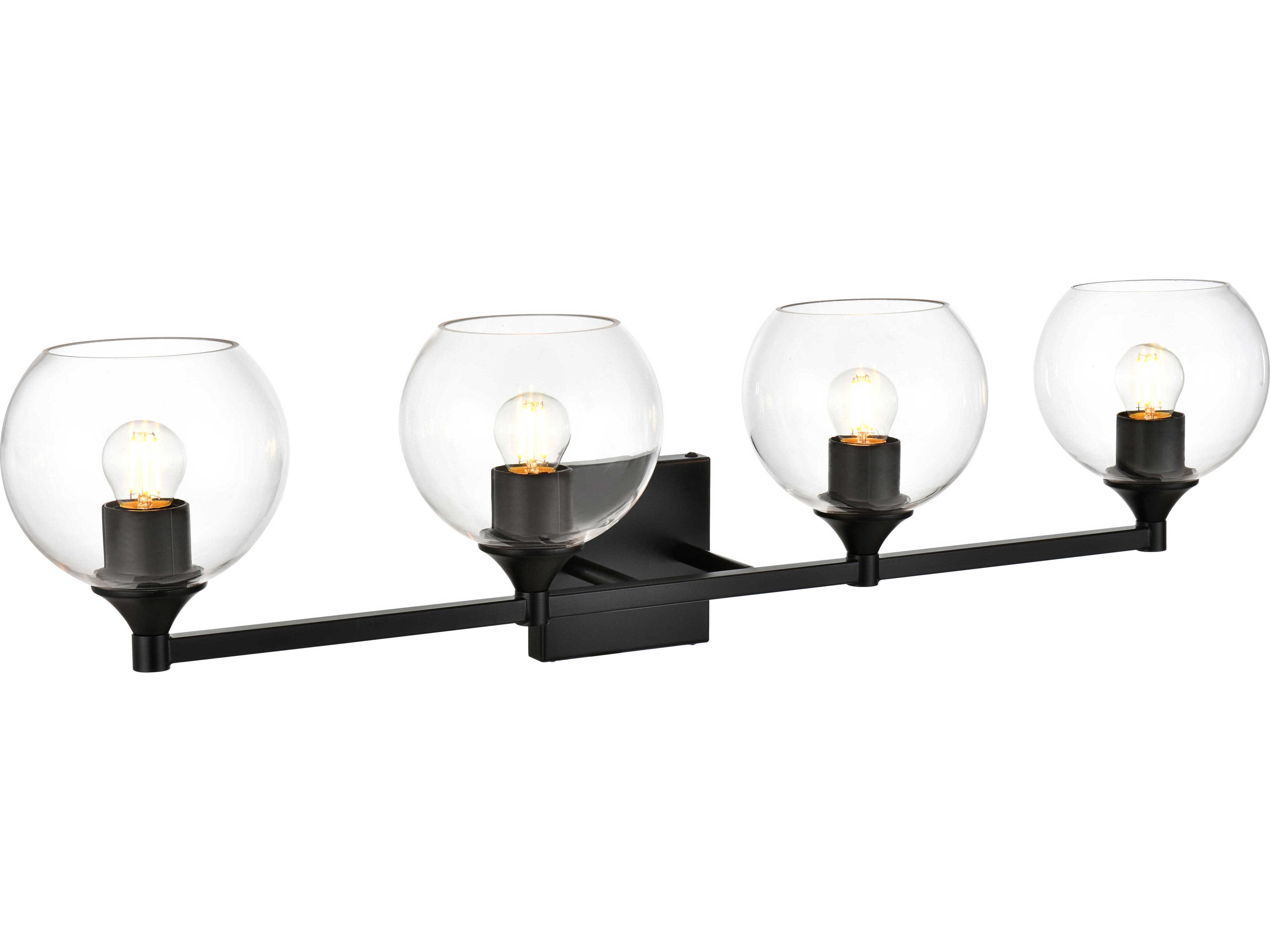 Elegant Lighting Foster 4-Light Black Clear Glass Vanity Light