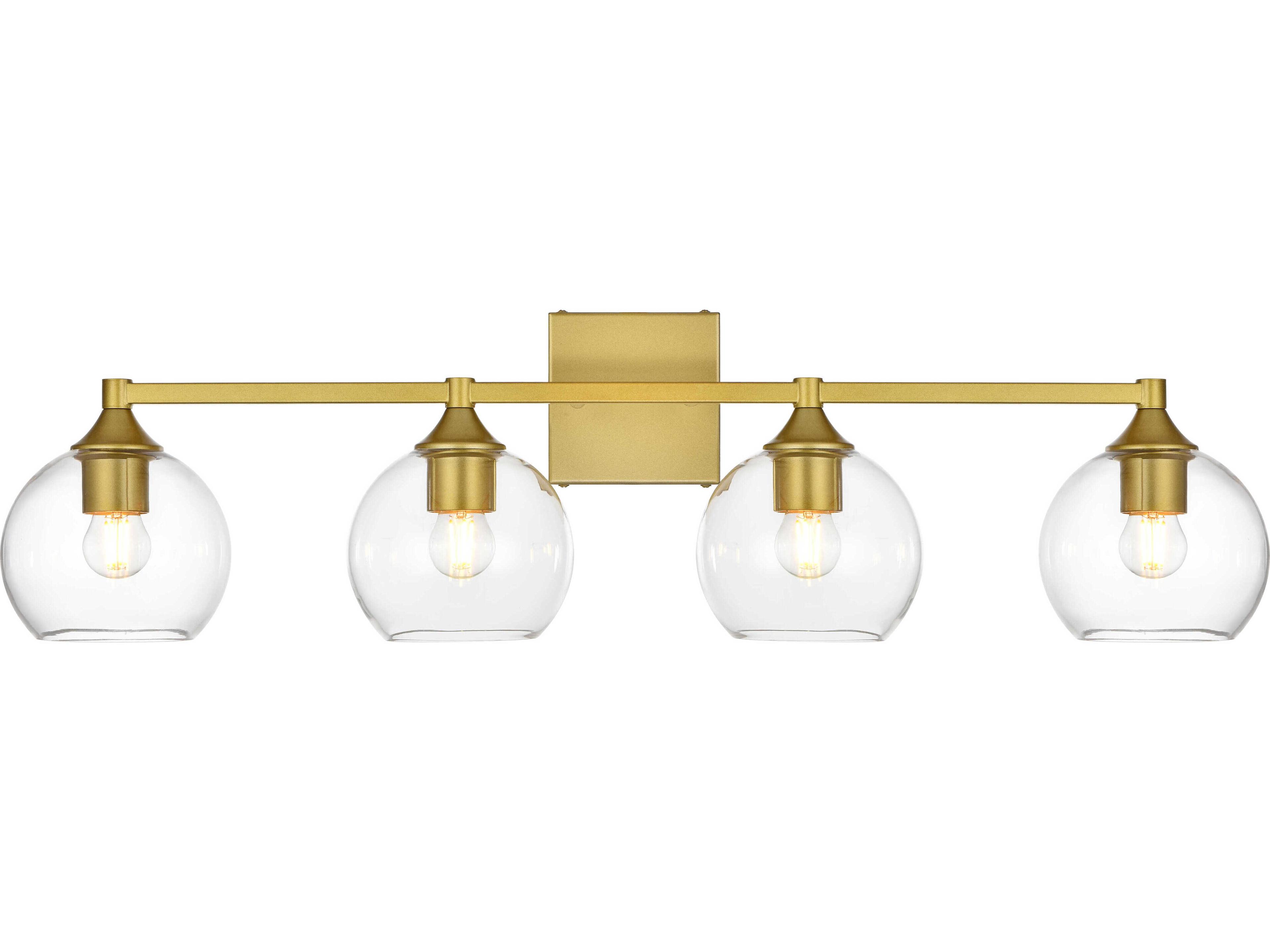 Elegant Lighting Foster 4-Light Brass Glass Vanity Light
