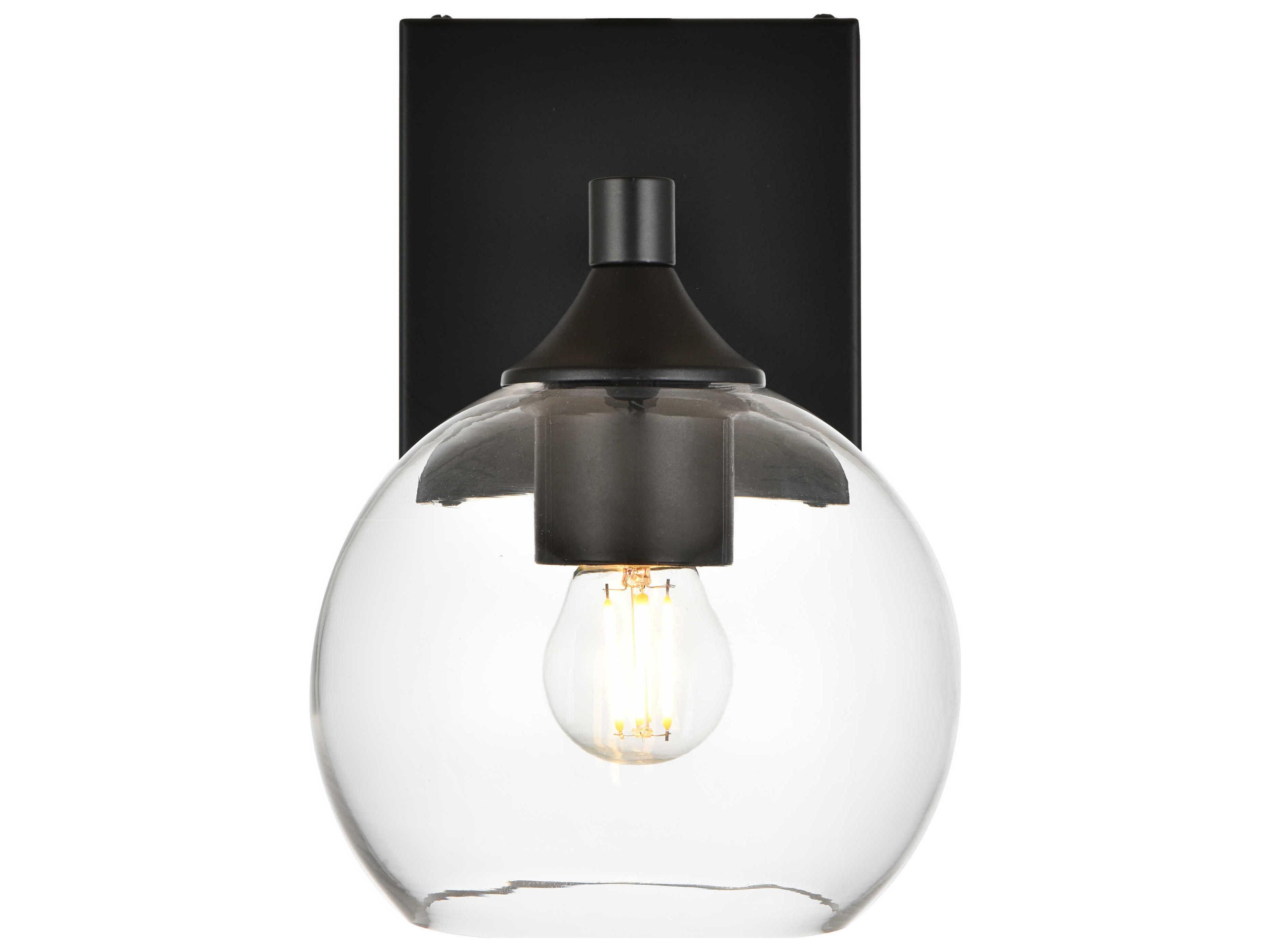 Elegant Lighting Foster 1-Light Black Glass Wall Sconce