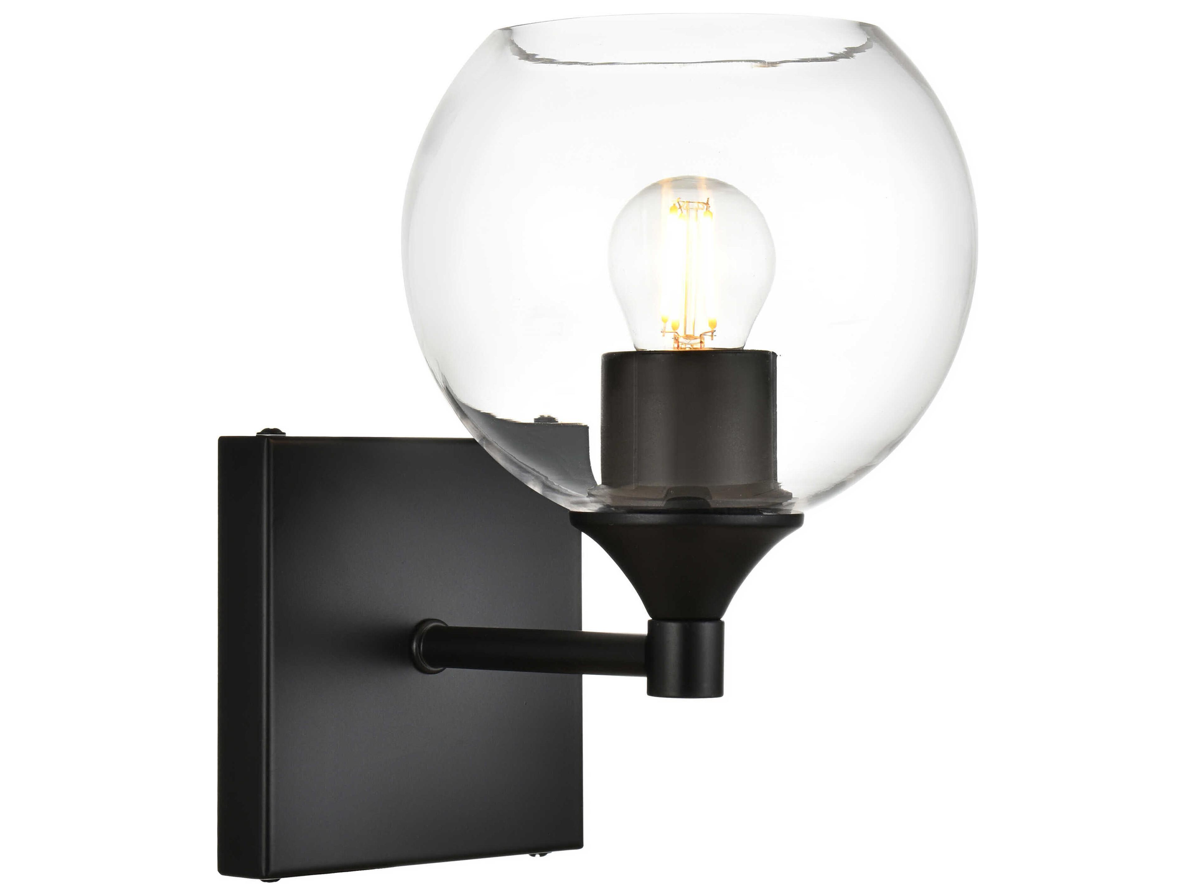 Elegant Lighting Foster 1-Light Black Glass Wall Sconce