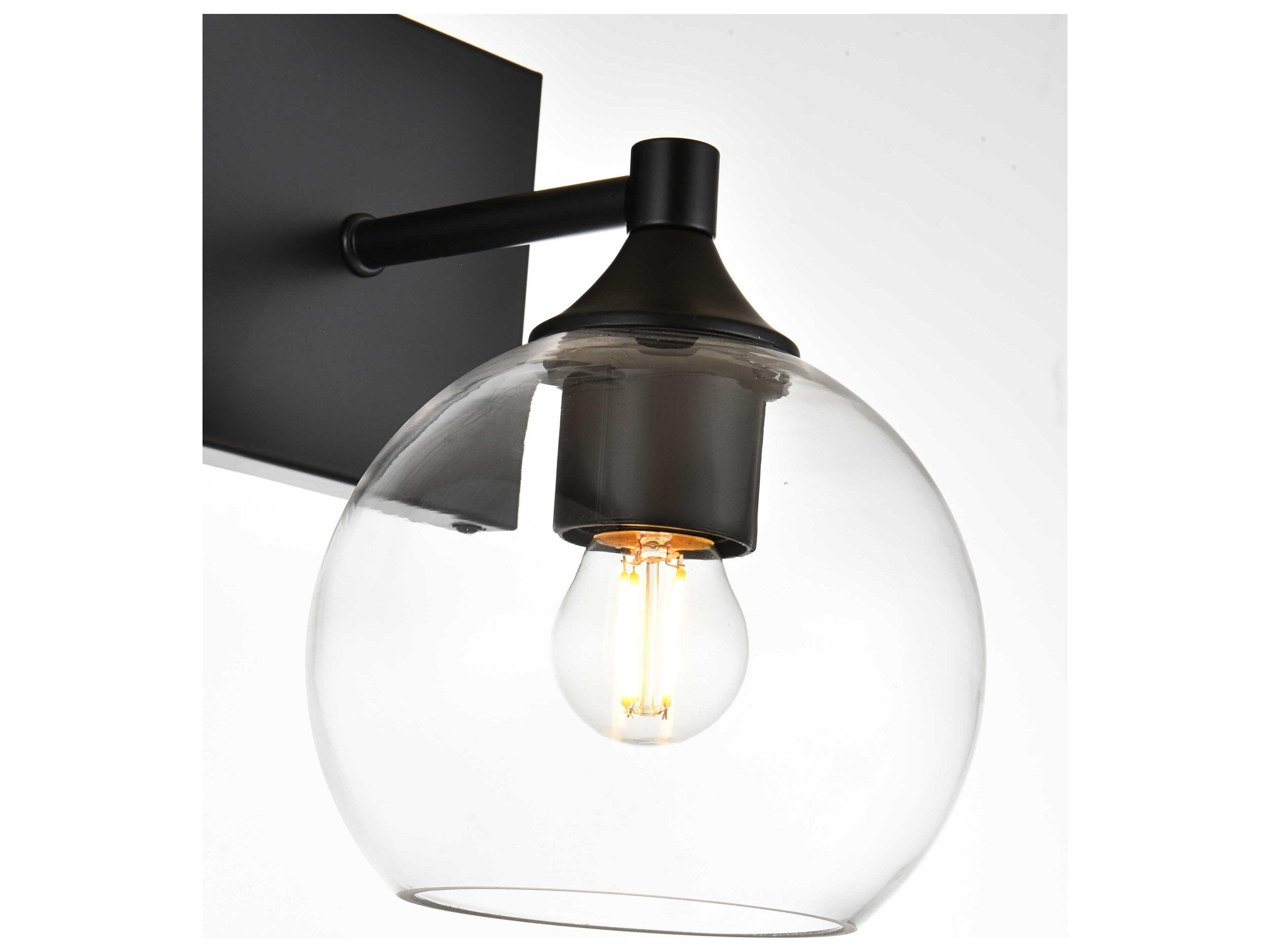 Elegant Lighting Foster 1-Light Black Glass Wall Sconce