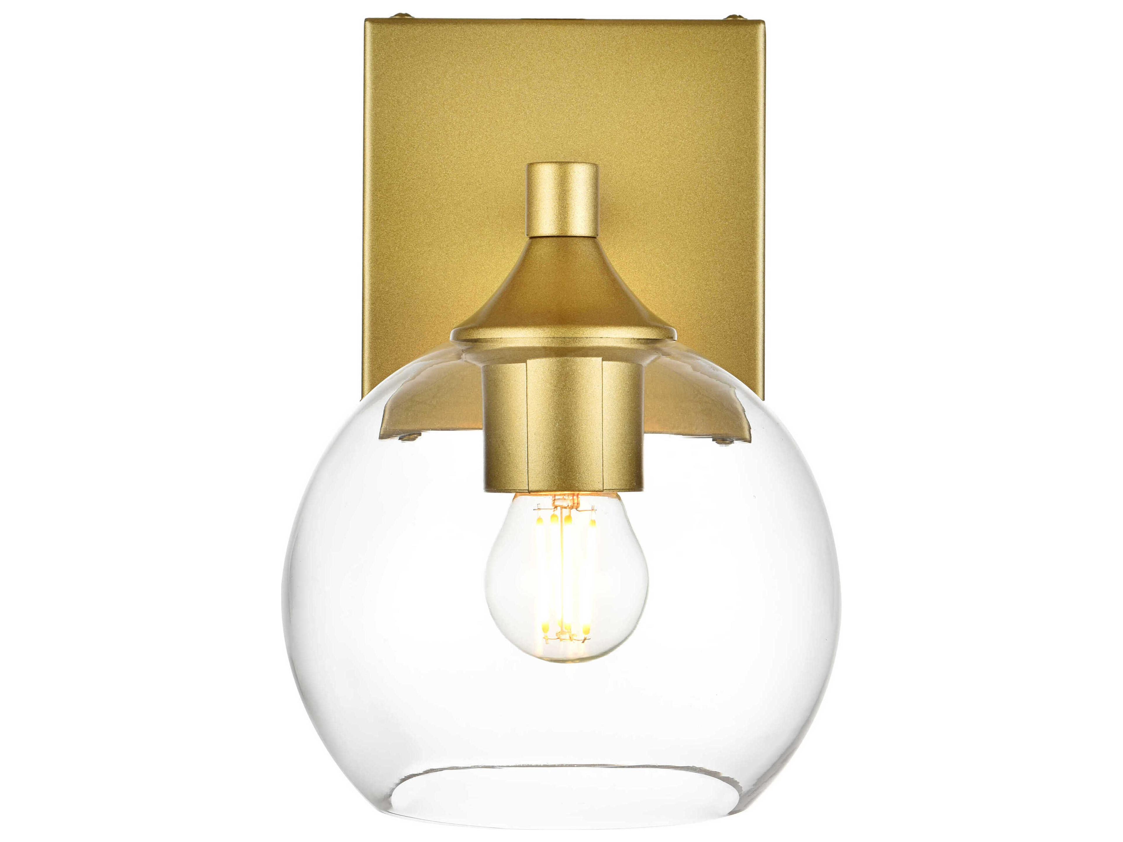 Elegant Lighting Foster 1-Light Brass Glass Wall Sconce