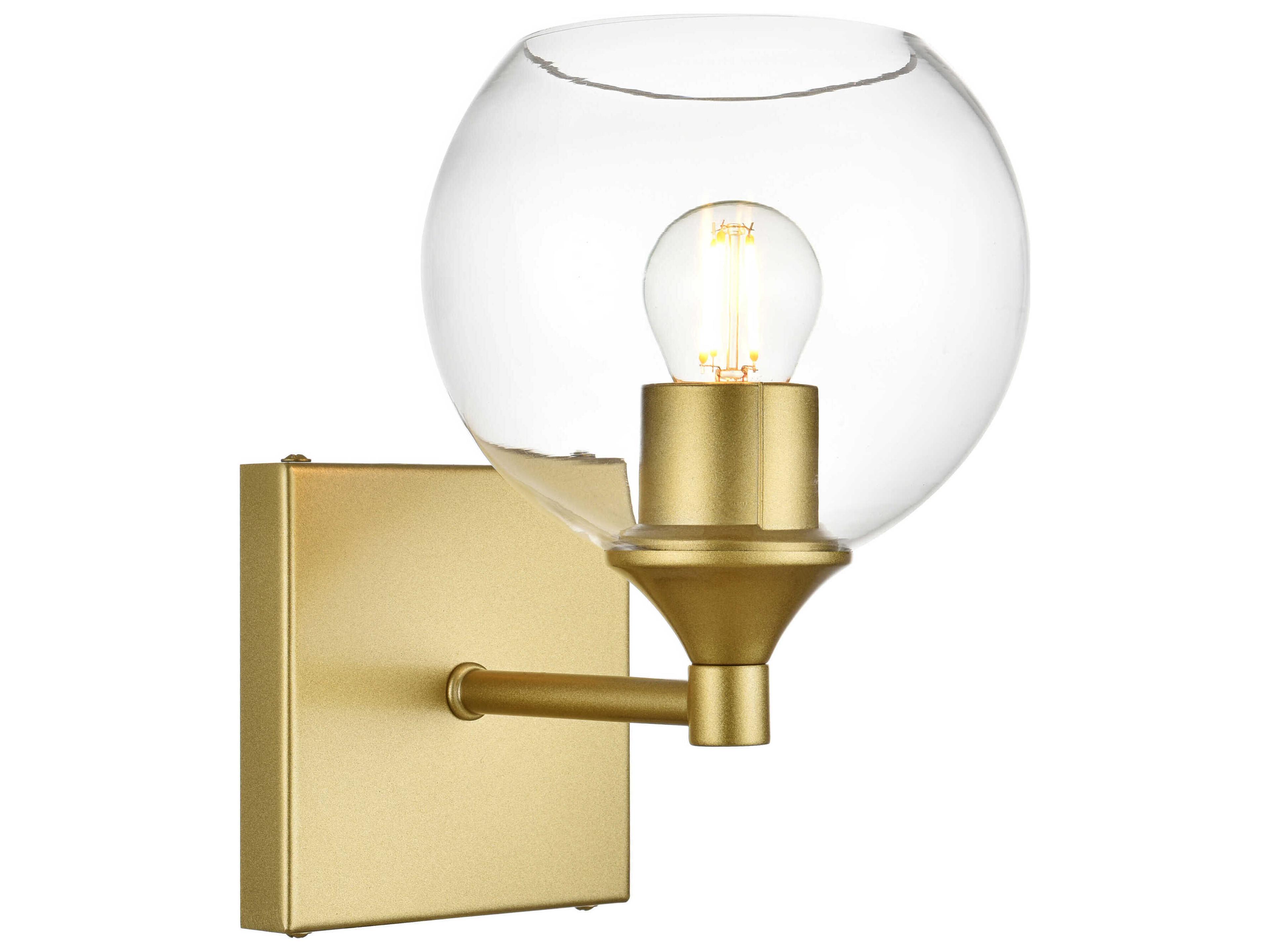 Elegant Lighting Foster 1-Light Brass Glass Wall Sconce