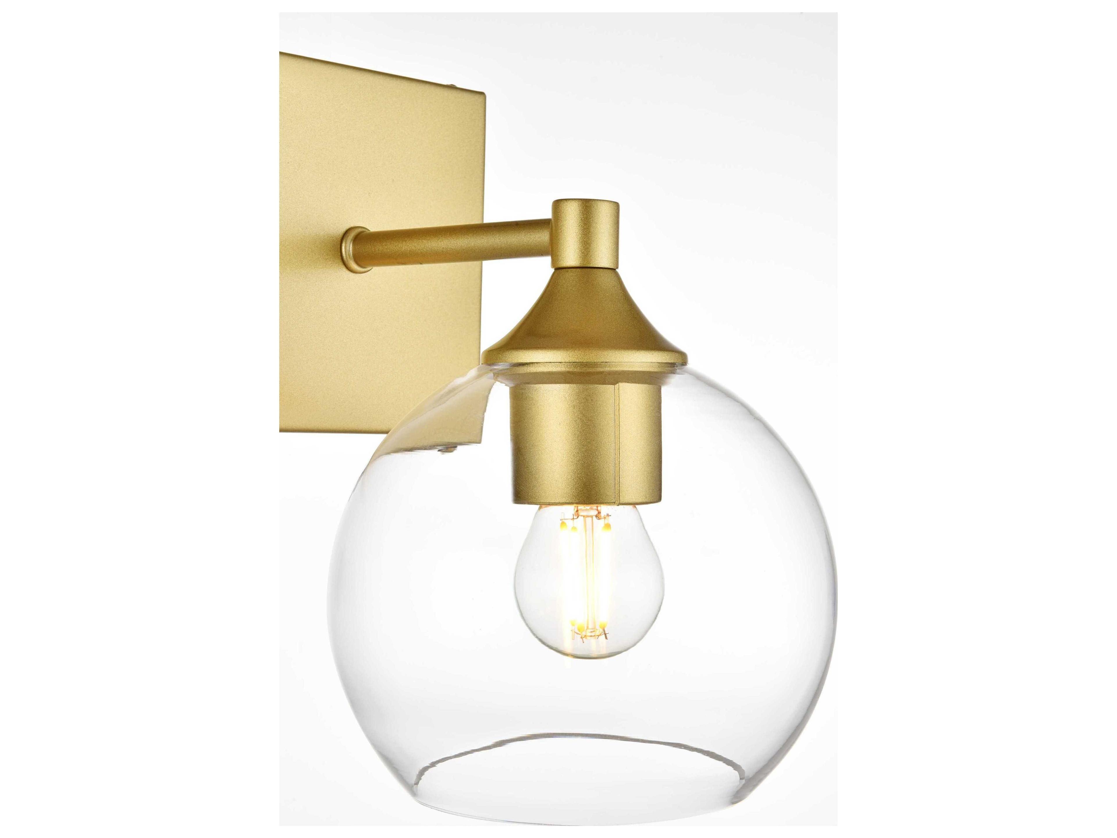 Elegant Lighting Foster 1-Light Brass Glass Wall Sconce