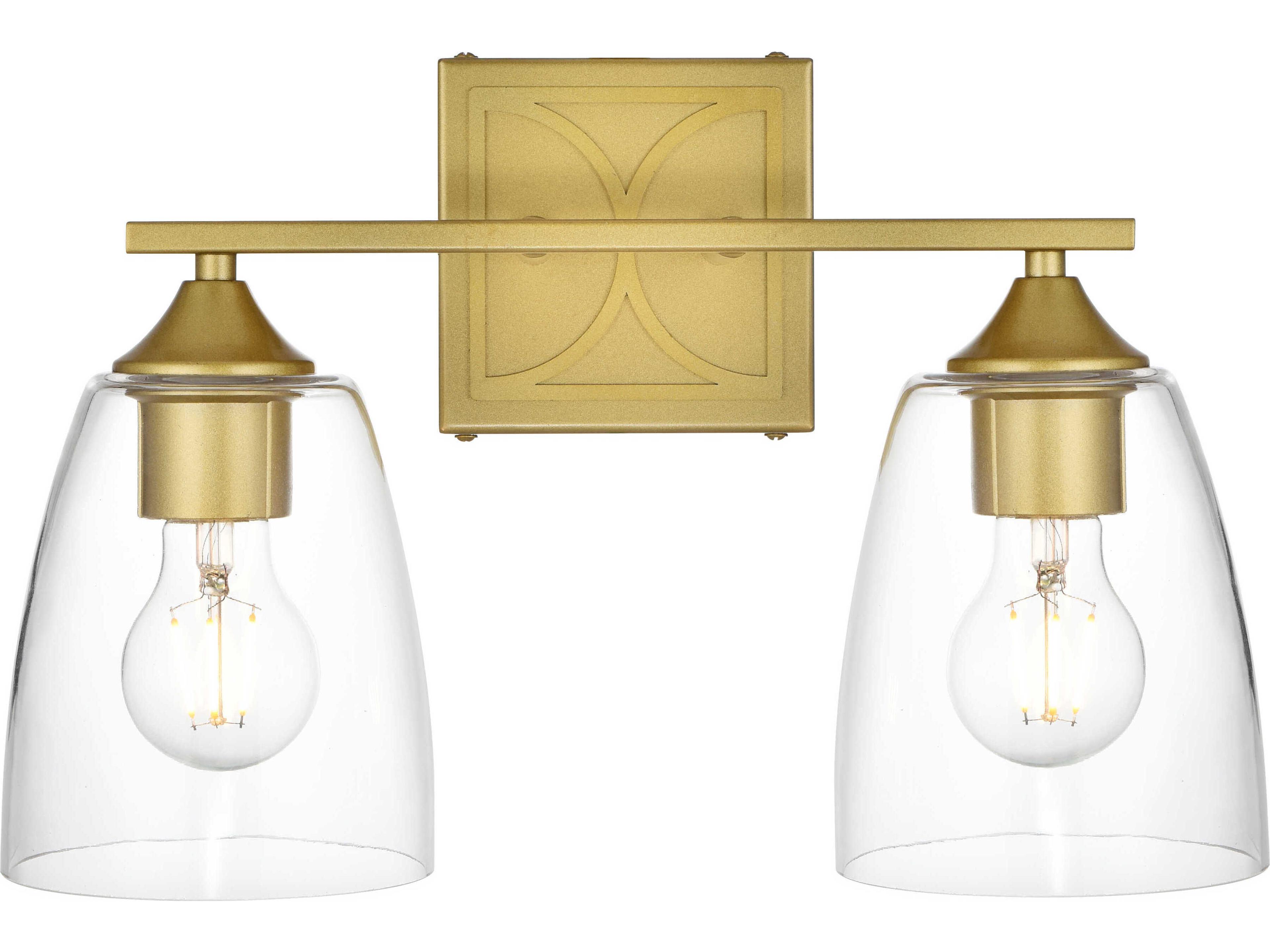 Elegant Lighting Harris 2-Light Brass Glass Vanity Light