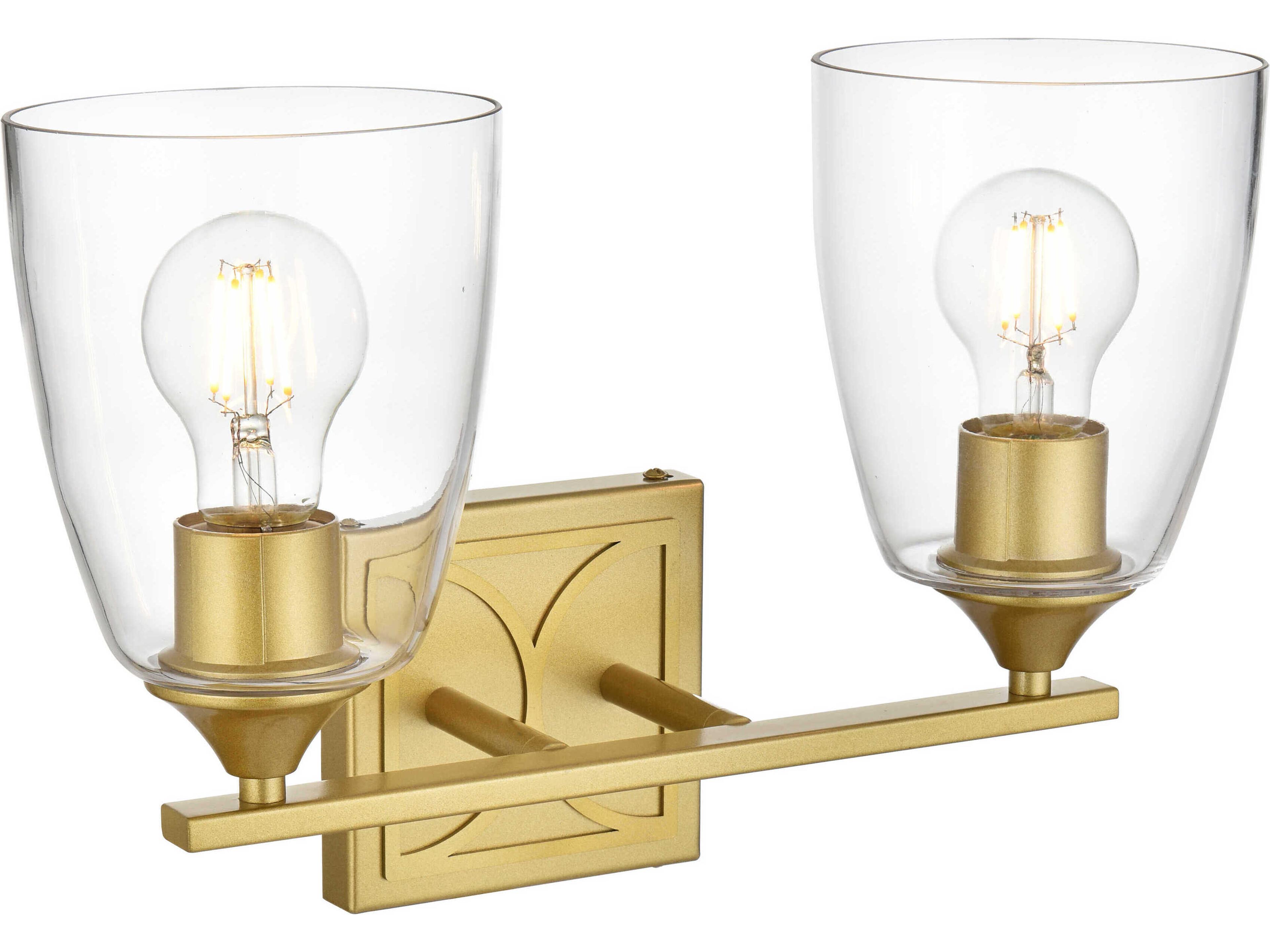 Elegant Lighting Harris 2-Light Brass Glass Vanity Light