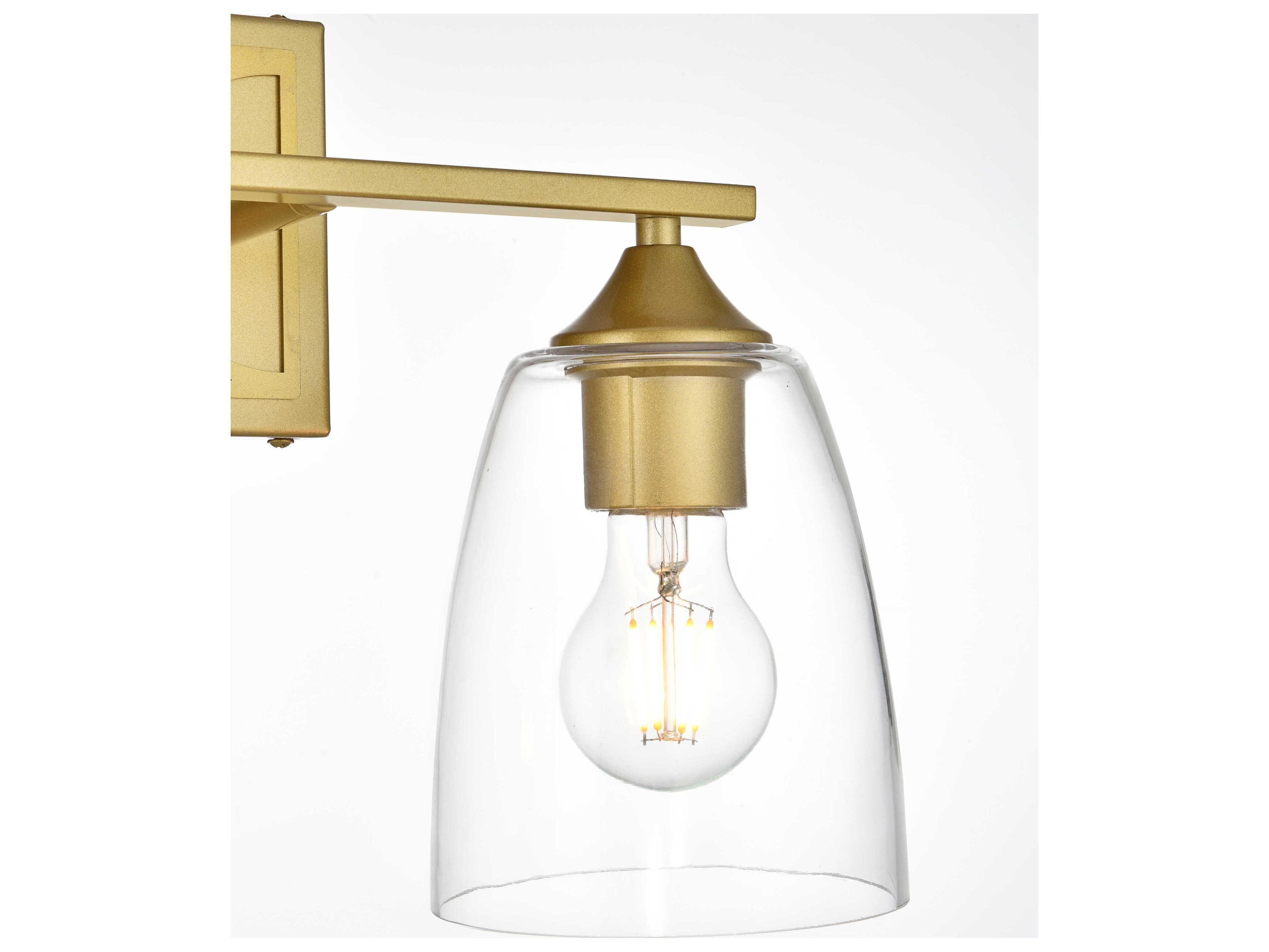 Elegant Lighting Harris 2-Light Brass Glass Vanity Light